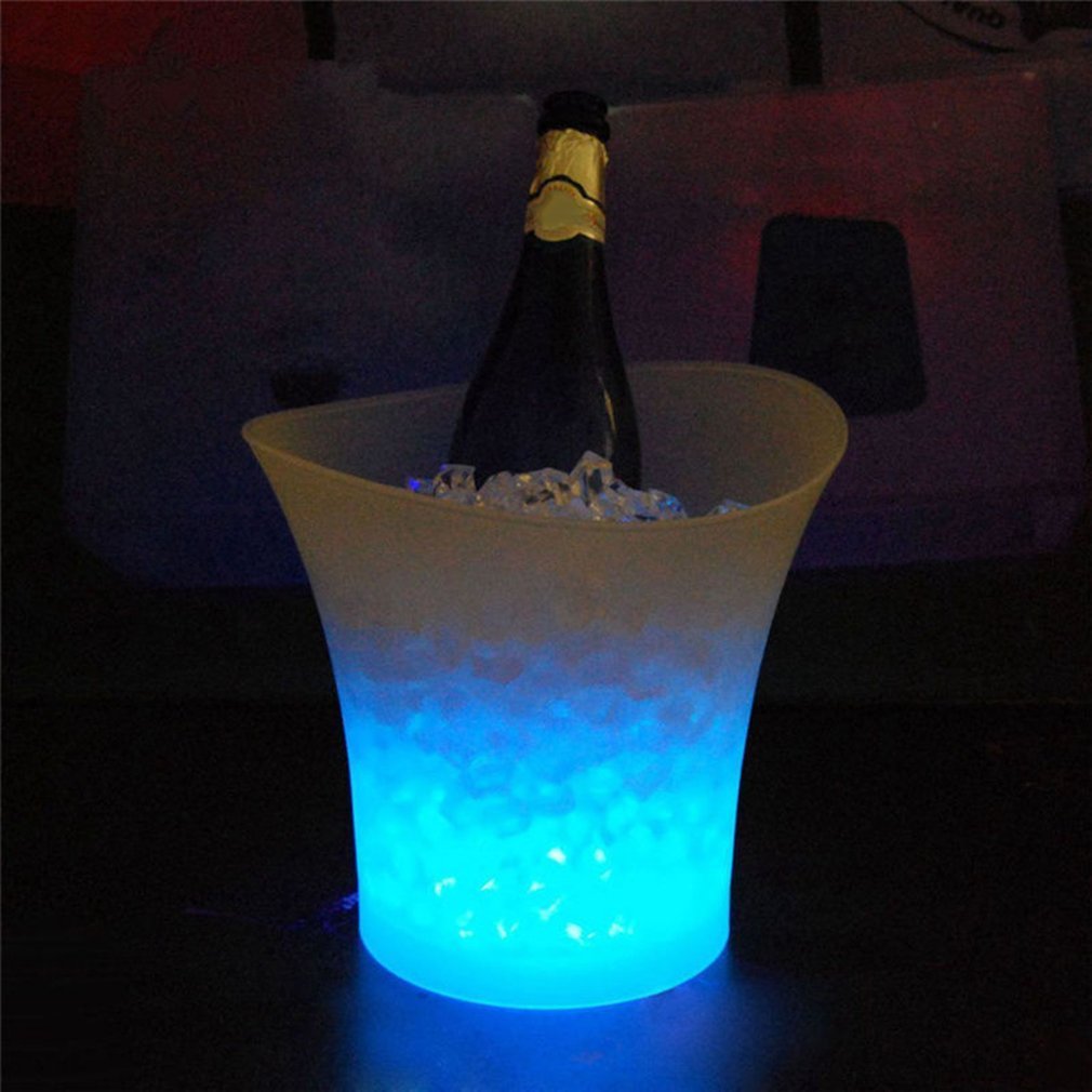 LED Ice Bucket for Wine, Champagne & Whiskey - Waterproof Plastic Party Cooler with Light Up Feature for Bars, Nightclubs & Home Use - Eco-Friendly Blue Ice Container for Cocktails, Beer & Drinks - Perfect for Weddings, Pool Parties & Outdoor Gatherings