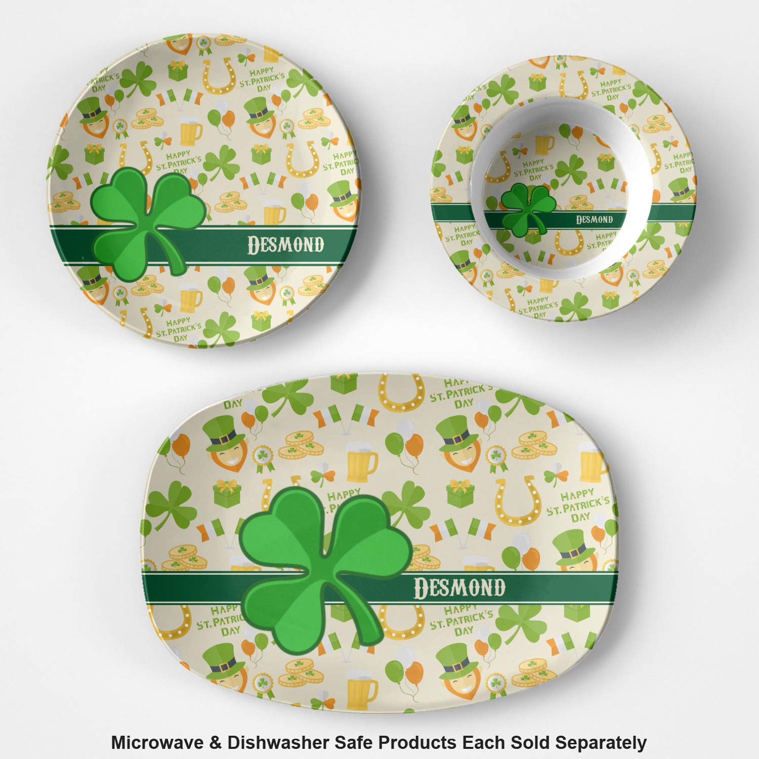 Personalized St. Patrick's Day Plastic Serving Platter - Microwave & Oven Safe Composite Polymer Tray for Parties, Picnics & Holiday Celebrations