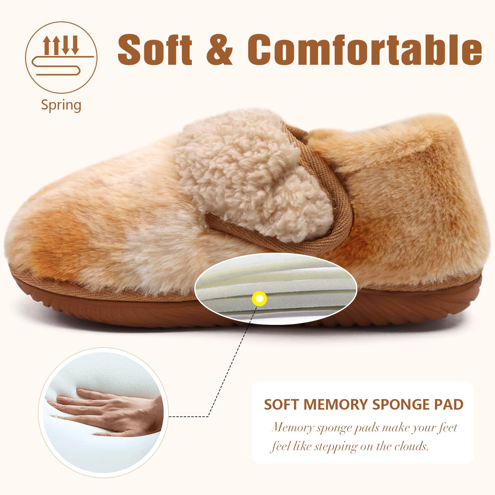COFACE Women's Memory Foam House Slippers - Soft Fluffy Indoor/Outdoor Slippers for Women - Perfect for Home, Office, and Travel Comfort