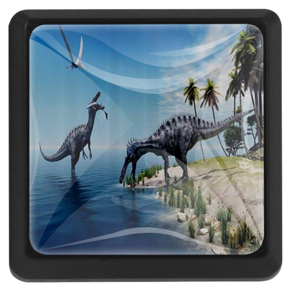 Premium 3-Piece Crystal Cabinet Knobs - 35mm Drawer Pulls for Kitchen, Dresser, Wardrobe & Cupboard - Dinosaur & Pterosaur Design - Elegant Home Decor Upgrade