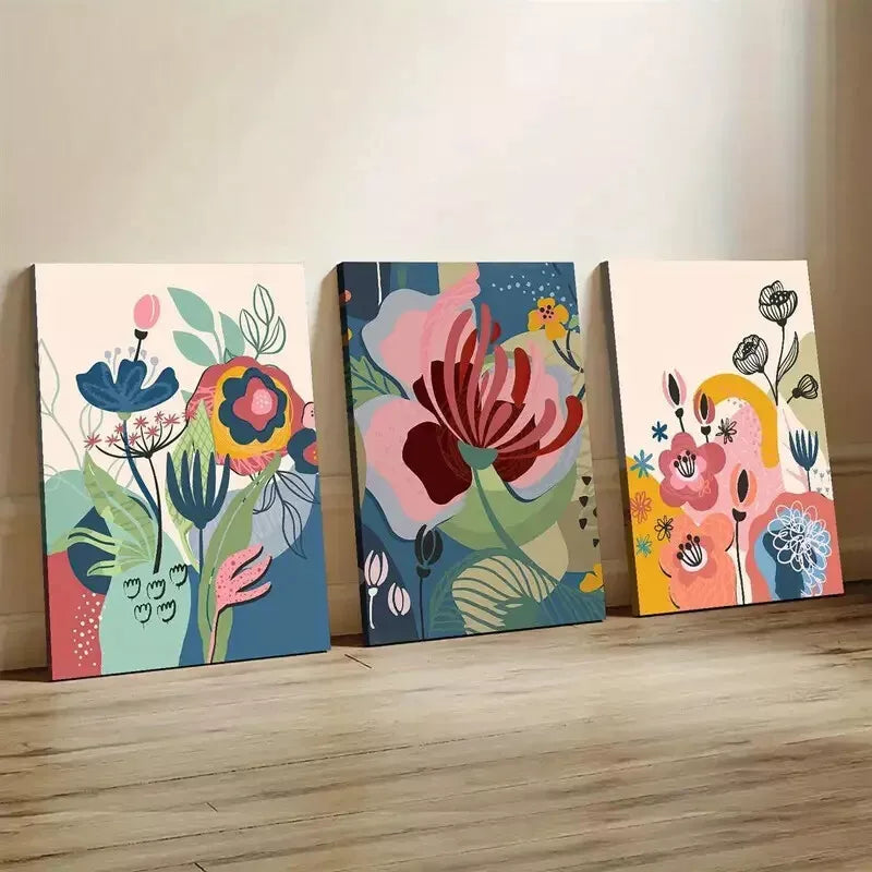 3-Piece Abstract London Flower Market Wall Art Set - Framed Canvas 40x60cm | High Quality Print | 100% Australian Made | Ready to Hang | Perfect for Living Room, Bedroom & Office Decor