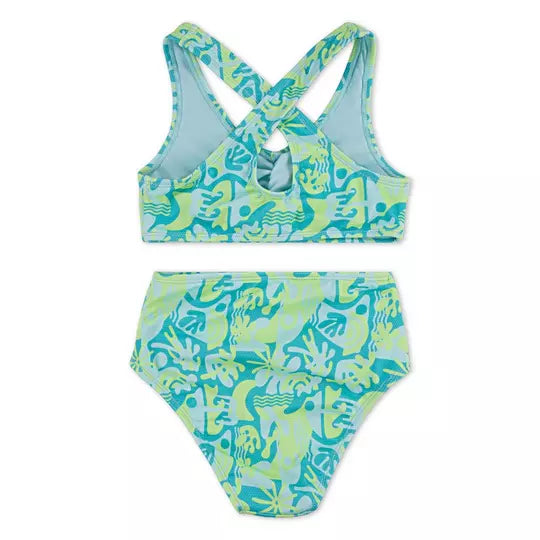 HURLEY® Junior Girls' High Waist Two Piece Bikini Swimsuit for Teens [Size 7-16] - Perfect for Beach Vacations, Pool Parties & Summer Getaways
