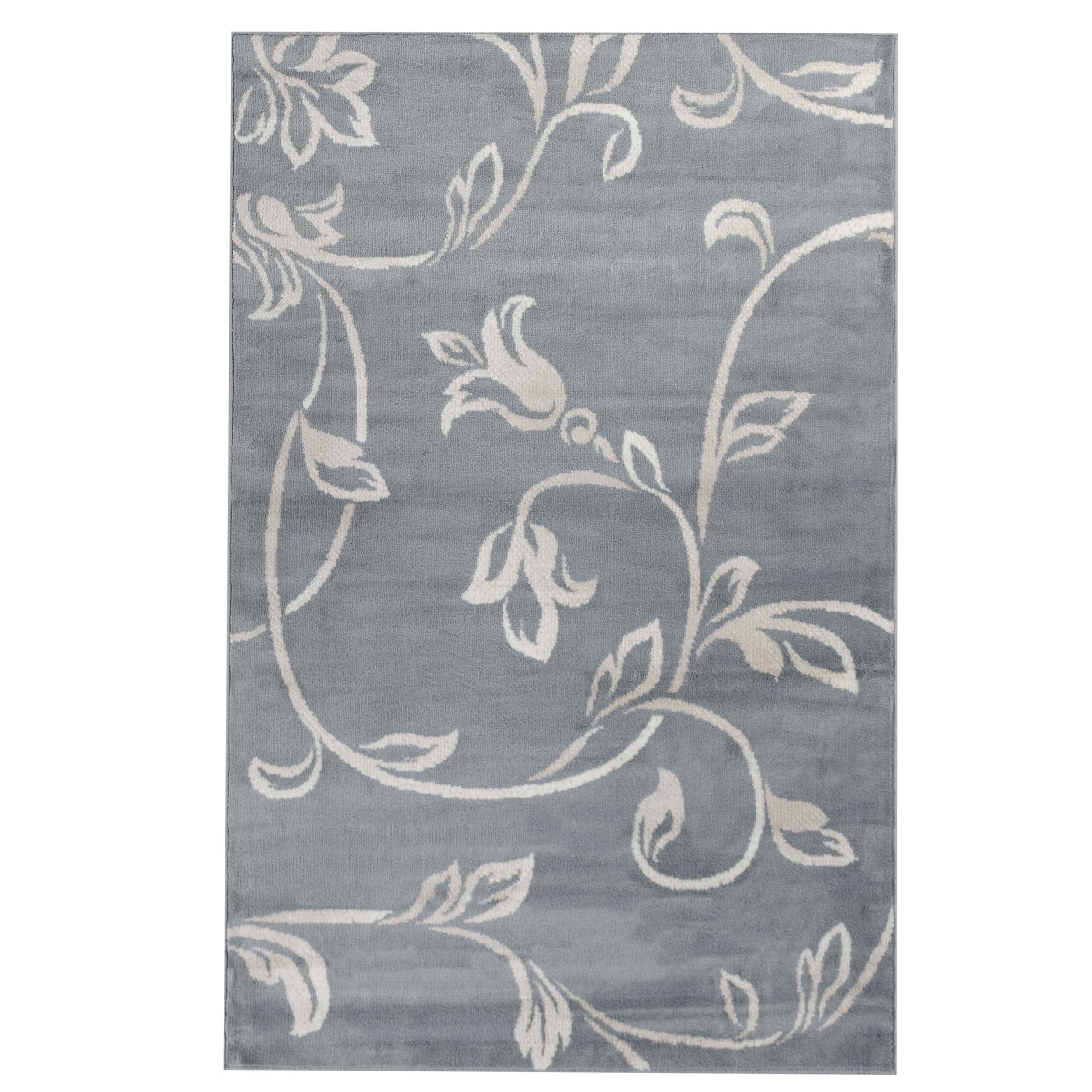 Vines Floral Scrolling Rustic Indoor Area Rug - Non-Slip Bohemian Decor Rug for Living Room, Bedroom, Nursery | Soft & Durable Home Decor