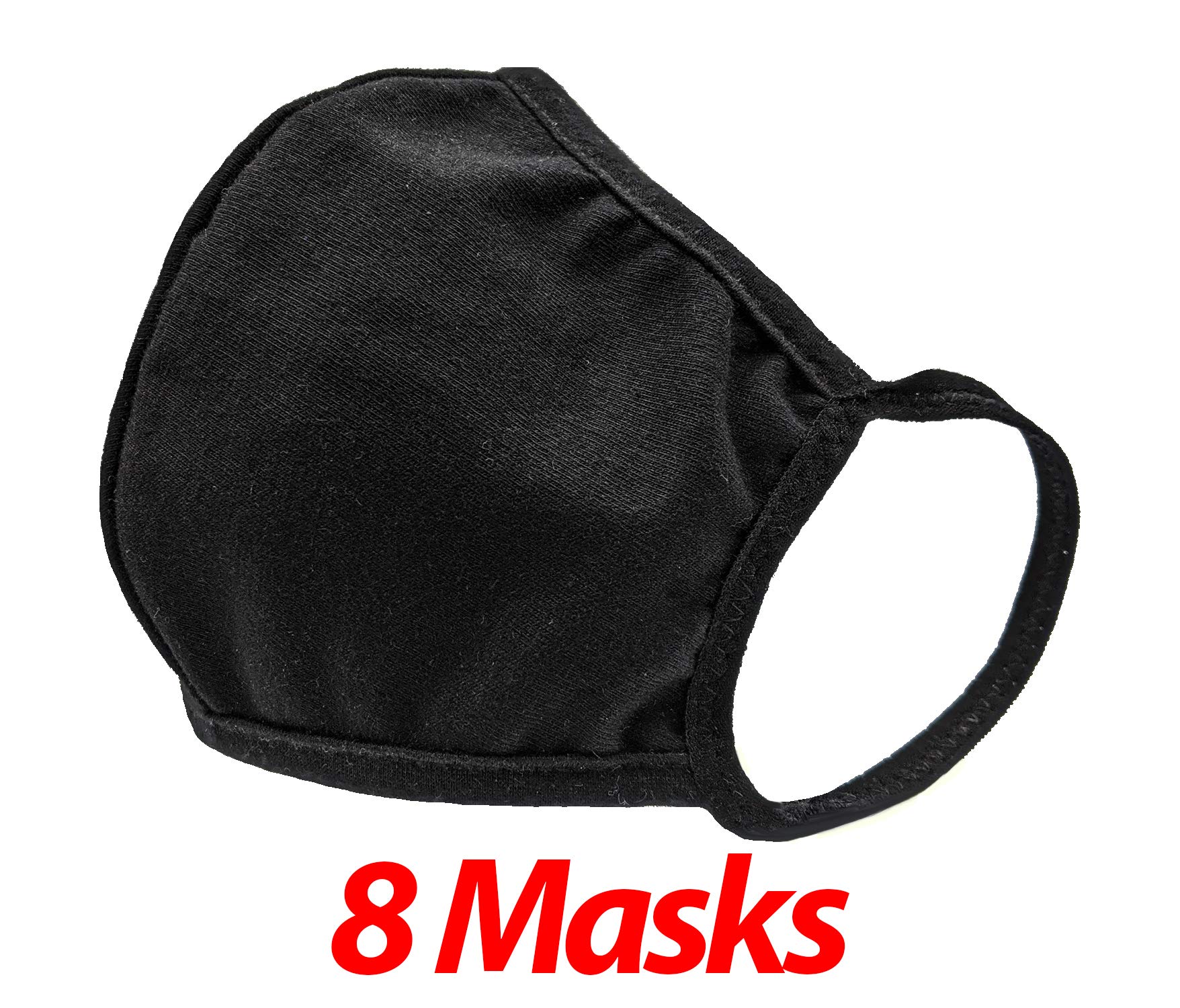 Universal 4521 Cotton Face Masks - 2-Layer for Teens & Adults (8-Pack, Black) - Daily Protection & Comfort