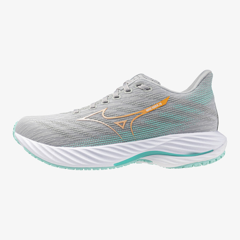 Mizuno Wave Rider 28 Women's Running Shoes (D Width) - Harbor Mist/White/Aruba Blue | Lightweight Cushioned Sneakers for Jogging, Training & Gym Workouts