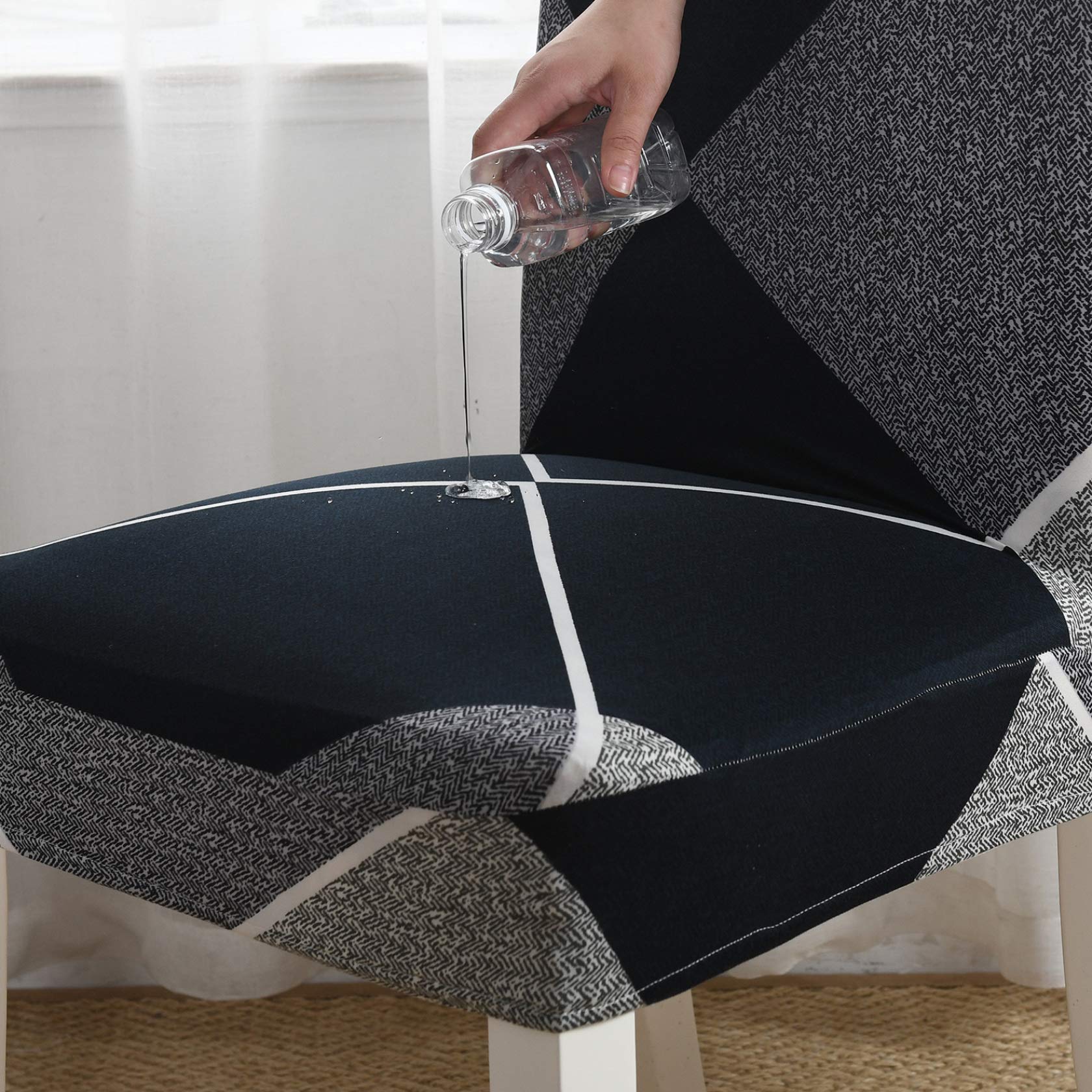 YURASIKU 1/2/4/6PCS Waterproof Stretchable Chair Covers - Printed Washable Seat Covers for Banquet, Hotel & Dining Room - Perfect for Home, Office, Wedding & Restaurant Use