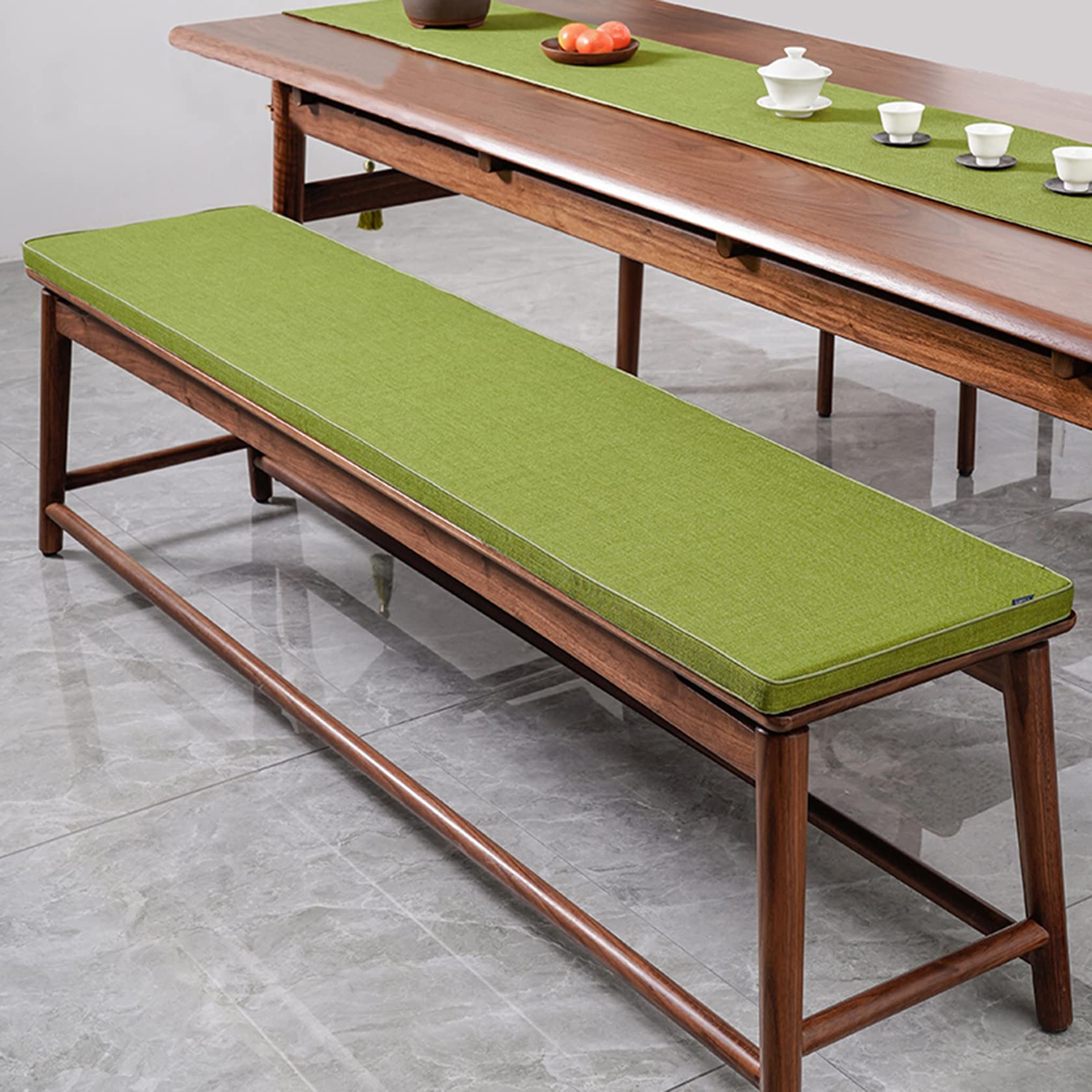 Custom Bench Cushion - High Density Memory Foam Seat Pad with Washable Linen Cover, Non-Slip Furniture Cushion for Shoe Bench, Window Seat, Piano Bench & Dining Chairs (Green, Custom Size) - Perfect for Home, Office & Entryway Comfort