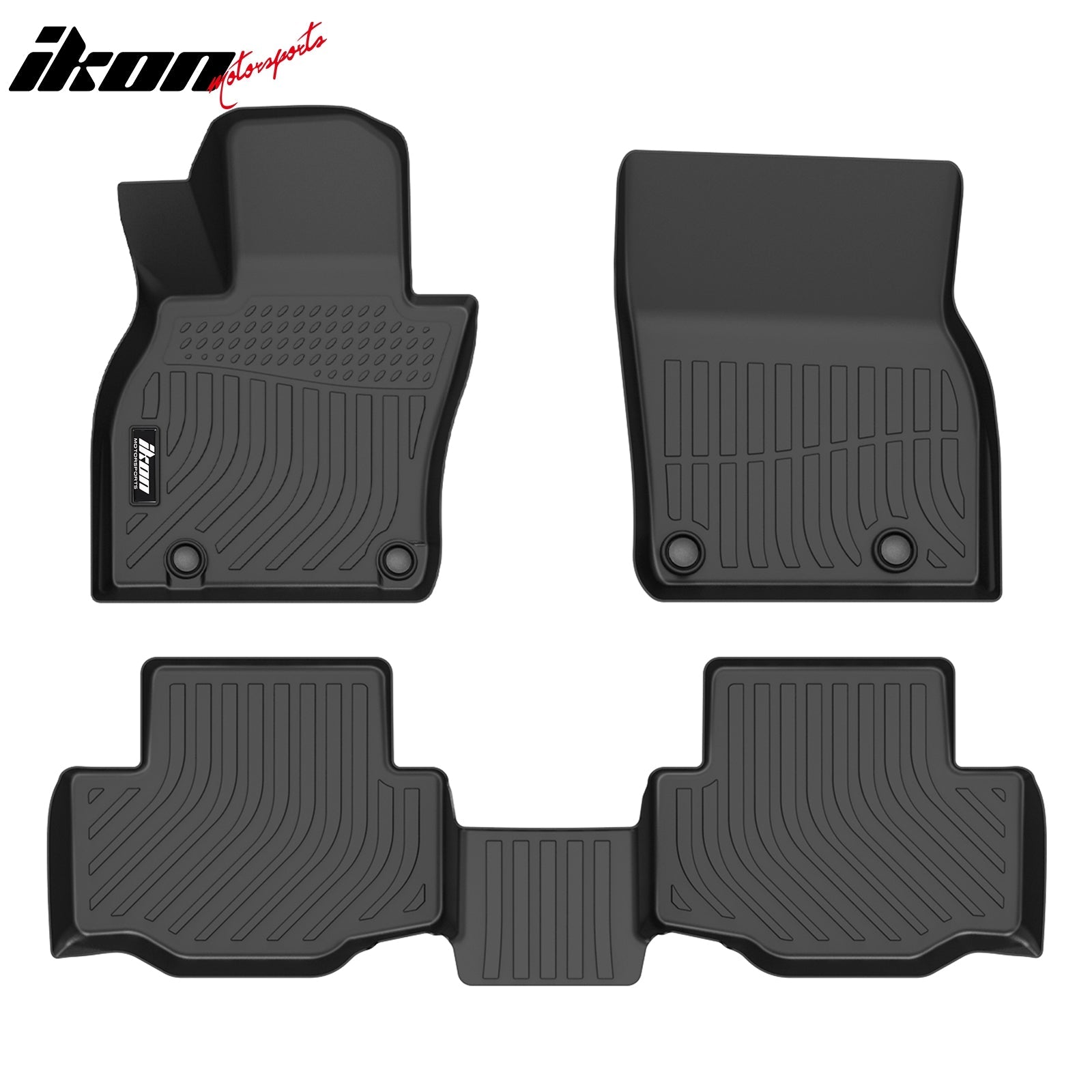 IKON 3D Molded All-Weather Floor Mats for 2025 Mazda CX-70 - Front & Rear Row Custom Fit Car Floor Liners - TPE Thermo Plastic Elastomer Protection - Perfect for Daily Commute, Road Trips and Family Adventures (4-Piece Set, Black)