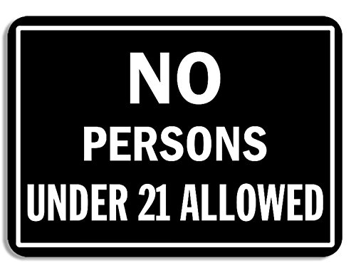 21+ Age Restriction Sticker - Black No Minors Allowed Sign for Bars, Businesses & ID Checks (3.5
