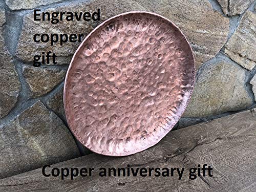 Personalized Engraved Copper Tray - Custom Copper Plate & Bowl Set for Anniversary Gifts, Housewarming, Wedding Present - Elegant Home Decor for Dining Table, Wall Display & Special Occasions