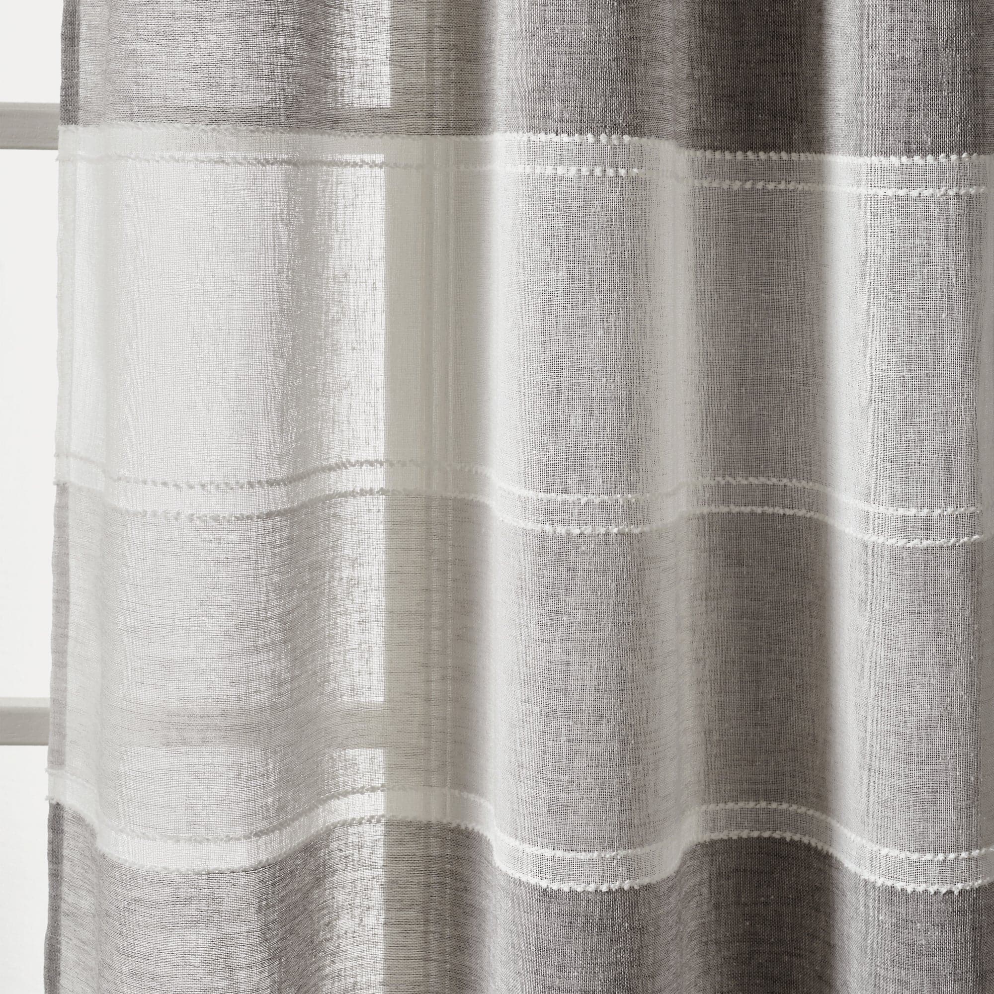 Textured Stripe Grommet Sheer Window Curtain Panel Set - Light Filtering Modern Drapes for Living Room, Bedroom & Office - 2 Panels 84 Inch Length