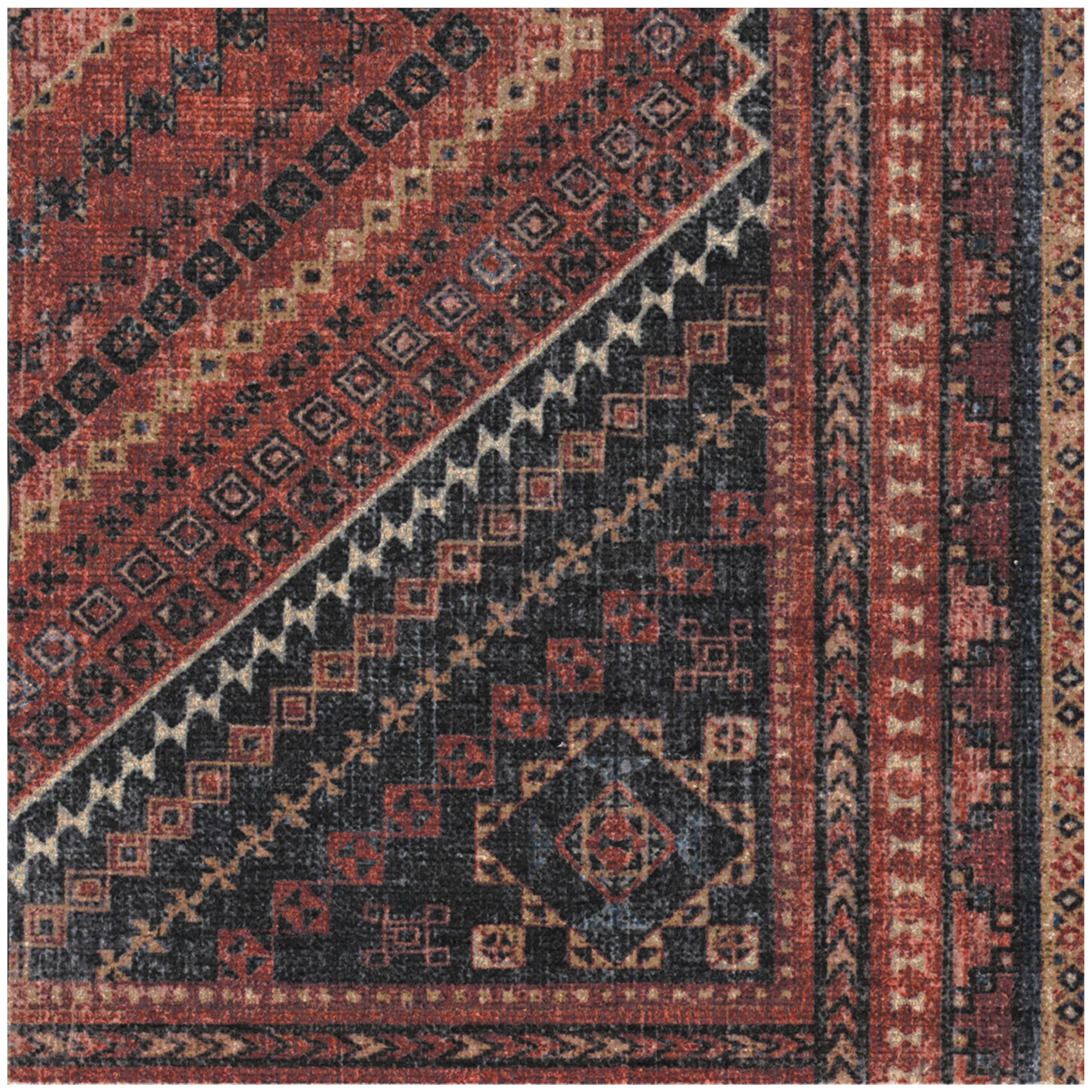 Ruggable Washable 5x7 Area Rug - Kaden Amber Red | Premium Non-Slip Rug for Living Room, Bedroom, Kitchen, Office & Classroom | Easy to Clean with Gripper Pad | Perfect for High Traffic Areas & Pet-Friendly Homes