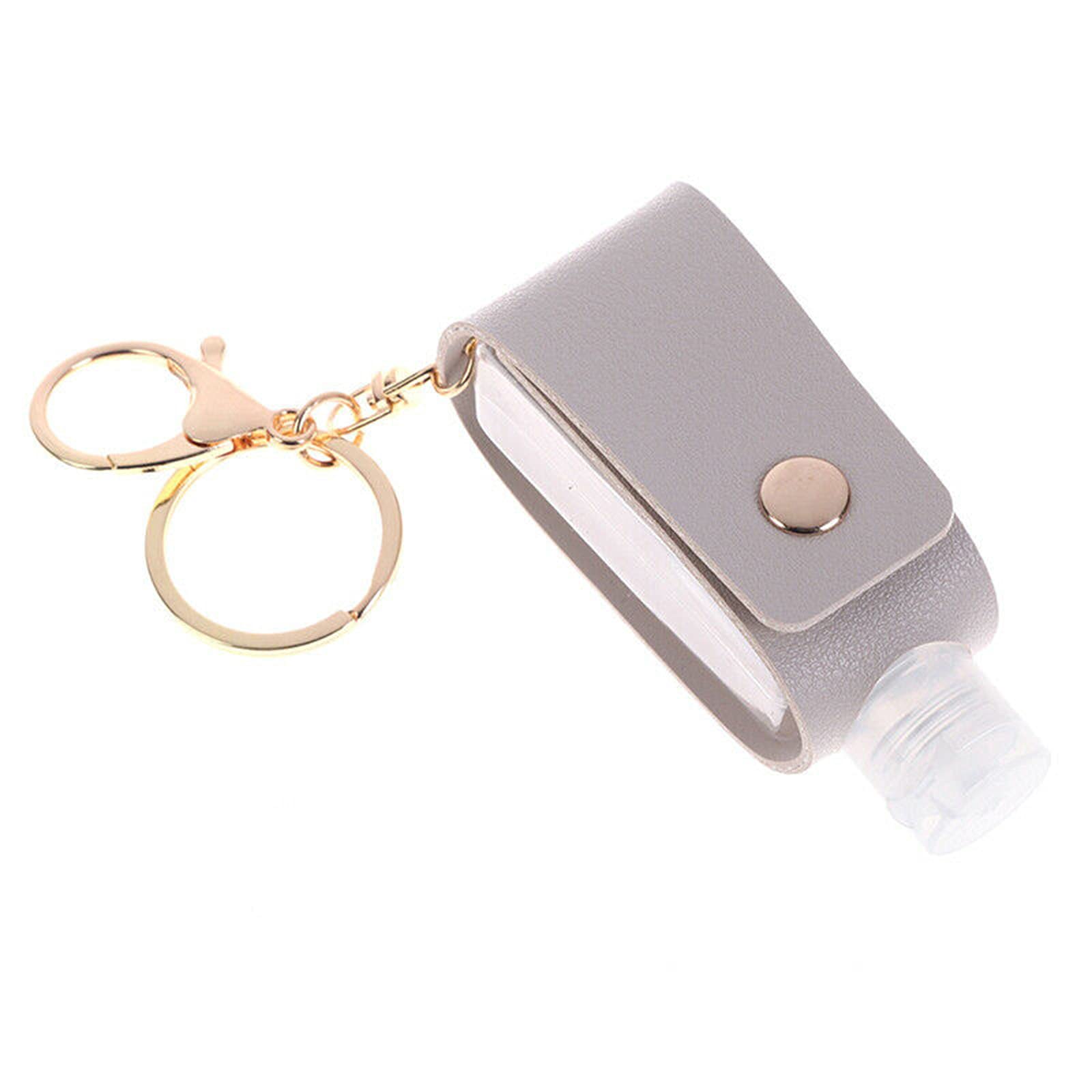 Portable Hand Sanitizer Keychain (30ML) - Leather Travel Bottle Holder with Key Ring for Purse, Car & Office Use - Essential Hygiene Accessory for On-the-Go