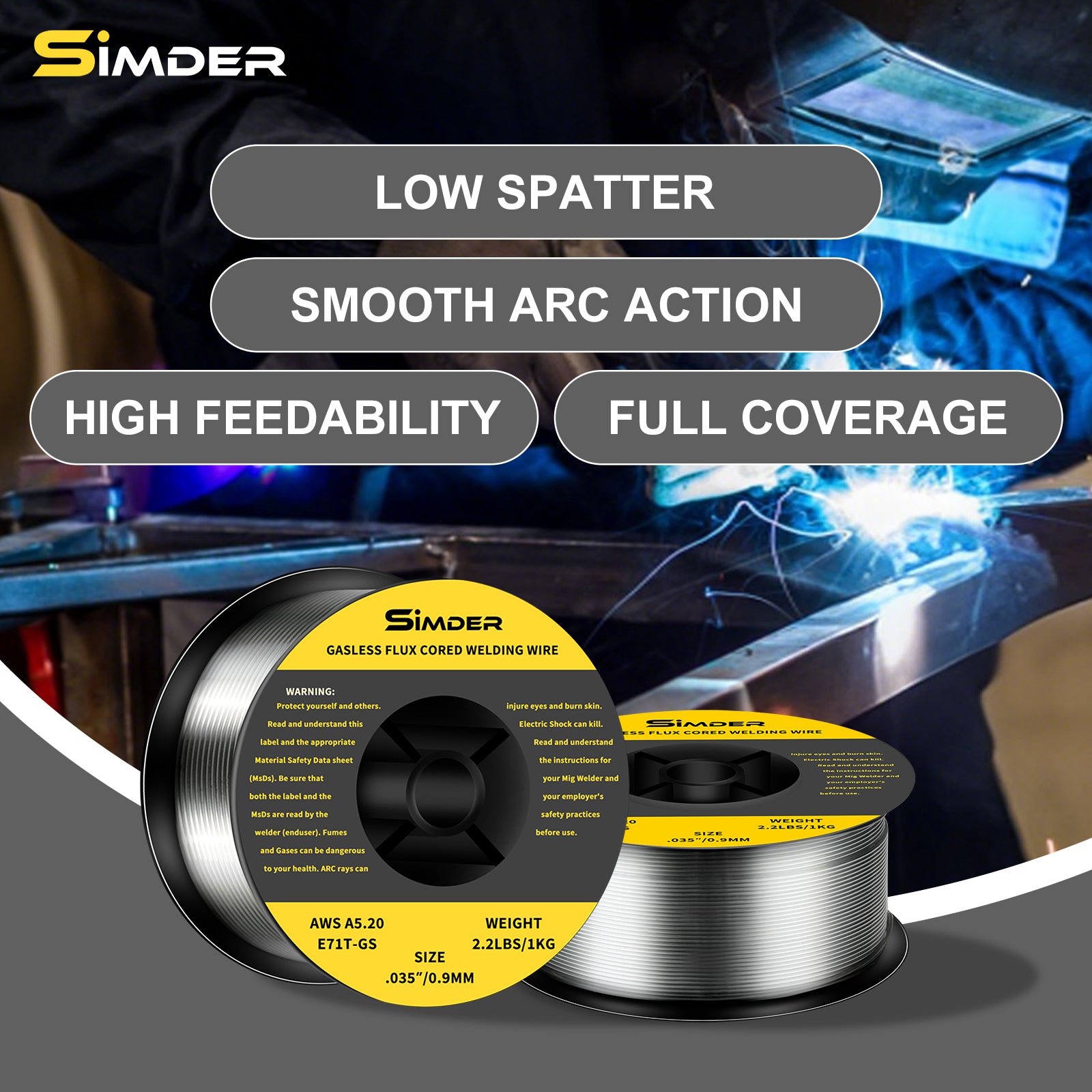 SSimder Flux Core Welding Wire E71TGS .035