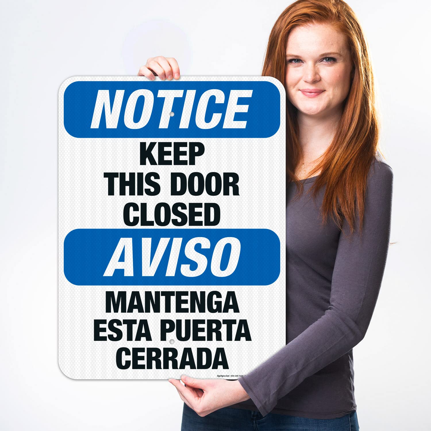 Keep This Door Closed Bilingual Sign - OSHA Notice Sign 18x24 Inches | 3M EGP Reflective .080 Aluminum | Fade Resistant for Indoor & Outdoor Use | Made in USA | Perfect for Warehouses, Factories & Office Buildings