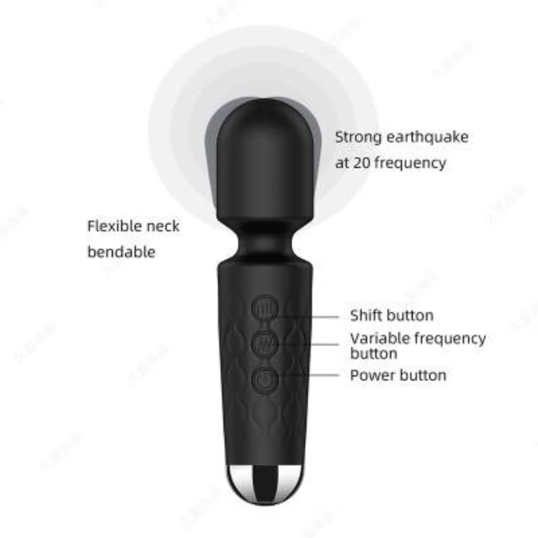 **8-Speed Vibrating Wand Massager for Women - Powerful Clitoral & G-Spot Stimulator with 20 Pleasure Patterns - Quiet, Portable Adult Sex Toy for Solo Play & Couples (Black, Small)**