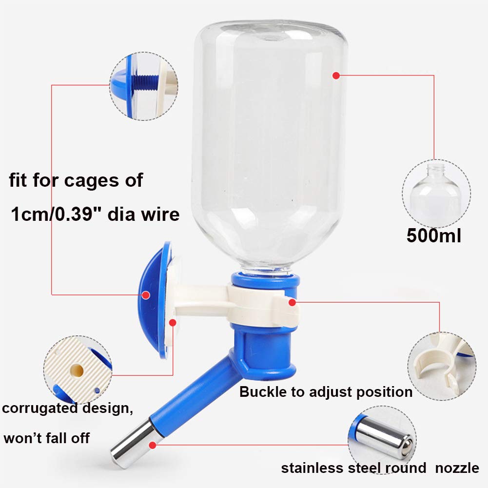 **500ml/17oz No-Drip Hanging Pet Water Bottle - Automatic Dog Kennel Cage Water Dispenser for Puppies & Small Animals | Leak-Proof, Durable & Easy to Use for Travel, Crate Training & Daily Hydration**