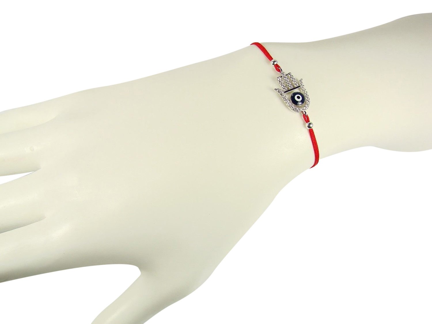 Hamsa Hand Evil Eye Protection Bracelet - 925 Sterling Silver Hand of Fatima with Adjustable Red Cord for Women & Men, Perfect for Daily Wear, Gift Giving, and Spiritual Healing