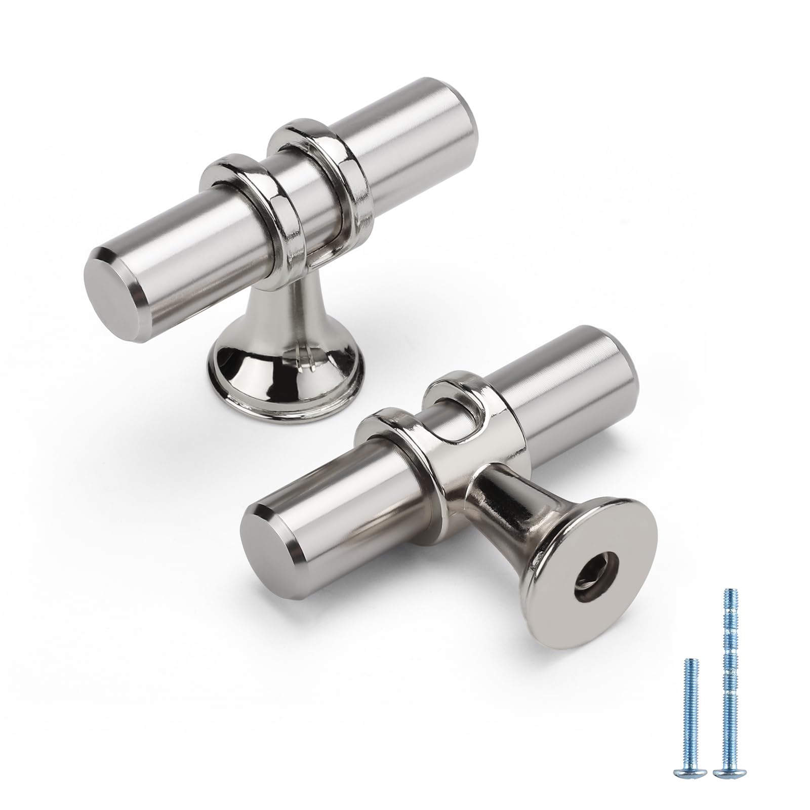 Rergy 12 Pack Brushed Nickel Cabinet Knobs & Drawer Pulls - Premium Zinc Alloy Kitchen Hardware for Cabinets, Dressers, Wardrobes & Furniture (Easy Installation, Durable Finish) - Perfect for Home Renovation & DIY Projects