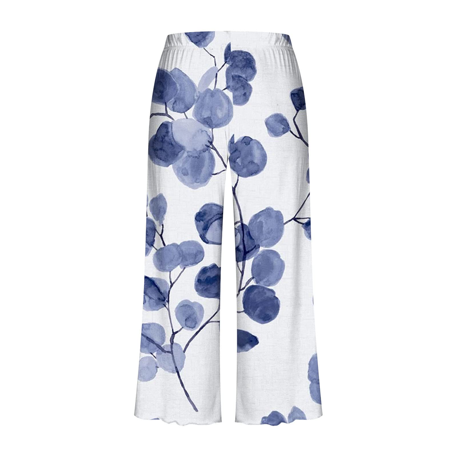 2 Piece Women's Lounge Pajama Set - Cute Floral Print Short Sleeve T-Shirt & Loose Capri Pants Comfy Homewear Outfit for Sleeping, Relaxing & Lounging at Home