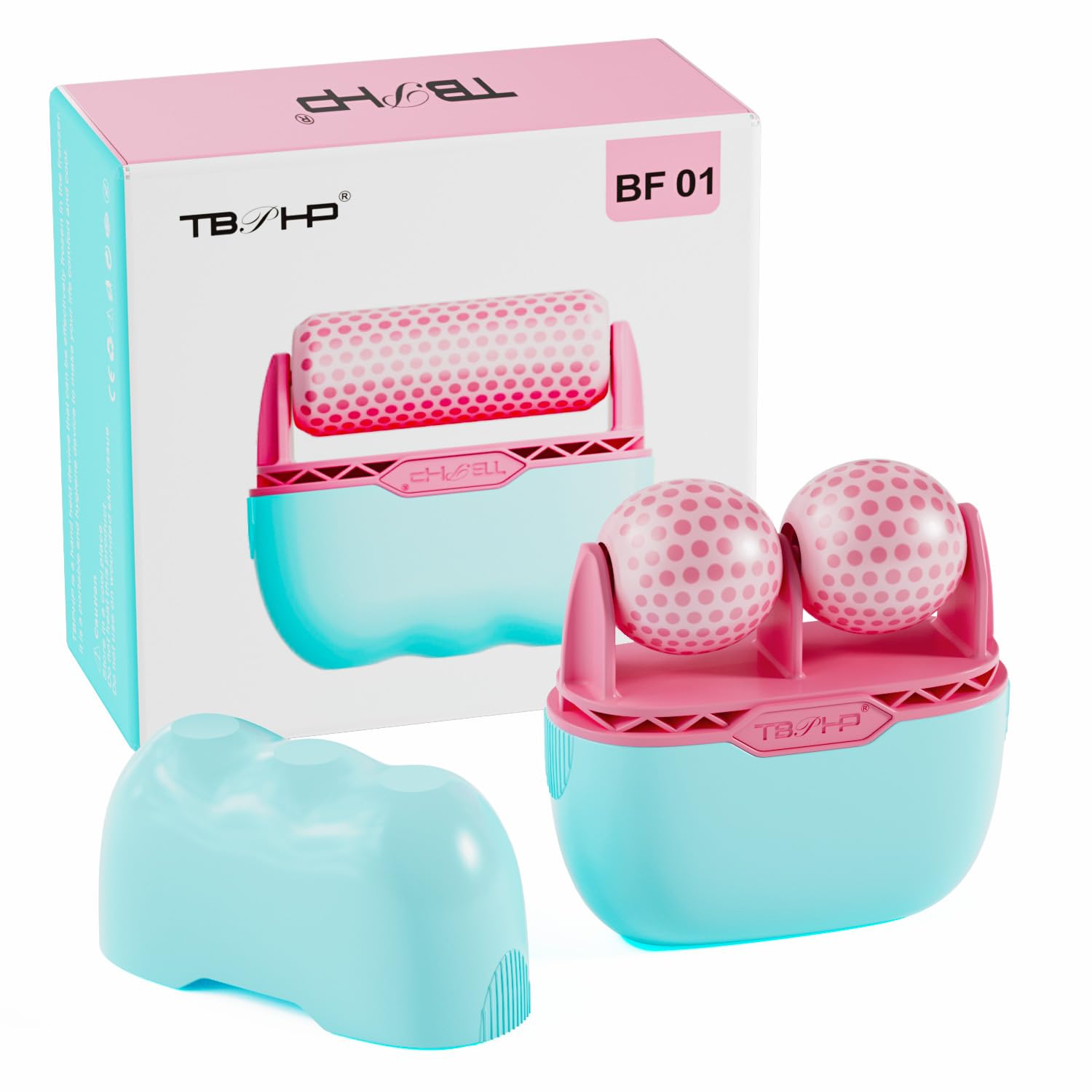 TBPHP Ice Roller BF01 - Cooling Face & Eye Massager with Plastic Cover for Puffiness & Dark Circles Relief - Pink Facial Massage Tool for Skincare & Relaxation at Home or Travel