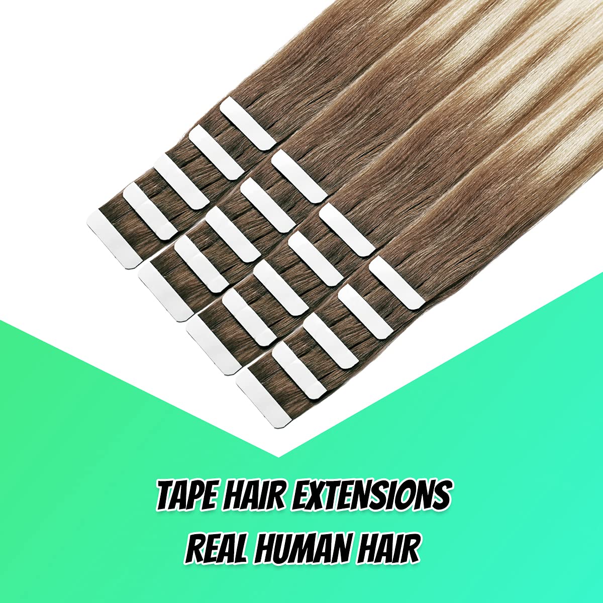VINBAO 20Pcs Tape In Hair Extensions 50 Grams - 100% Real Human Remy Hair, Seamless & Natural Look (14inch, #8 Ash Brown to #60 Platinum Blonde Balayage) - Perfect for Daily Wear, Parties, Weddings & Special Occasions