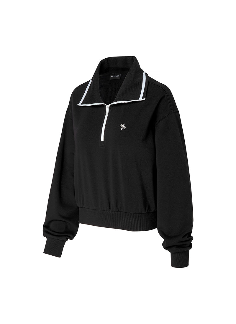 Custom Logo High Neck Zip Up Sweatshirt for Women & Men - Trendy Pullover Hoodie for Gym, Workout & Casual Wear