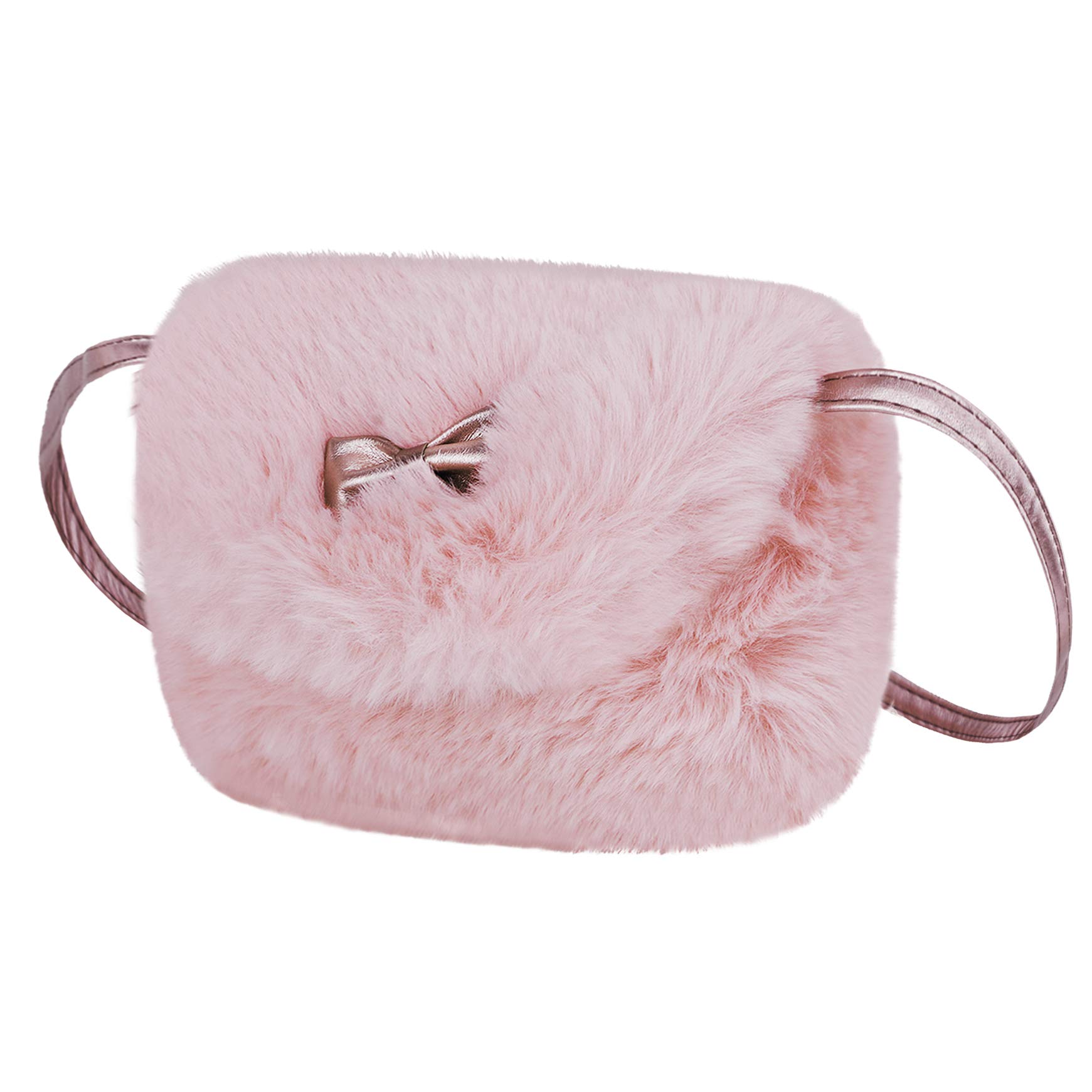 Cute Fuzzy Mini Shoulder Bag for Girls - Kids Messenger Purse with Crossbody Strap, Toddler Cell Phone Holder & Small Clutch Handbag - Perfect for School, Travel & Daily Use