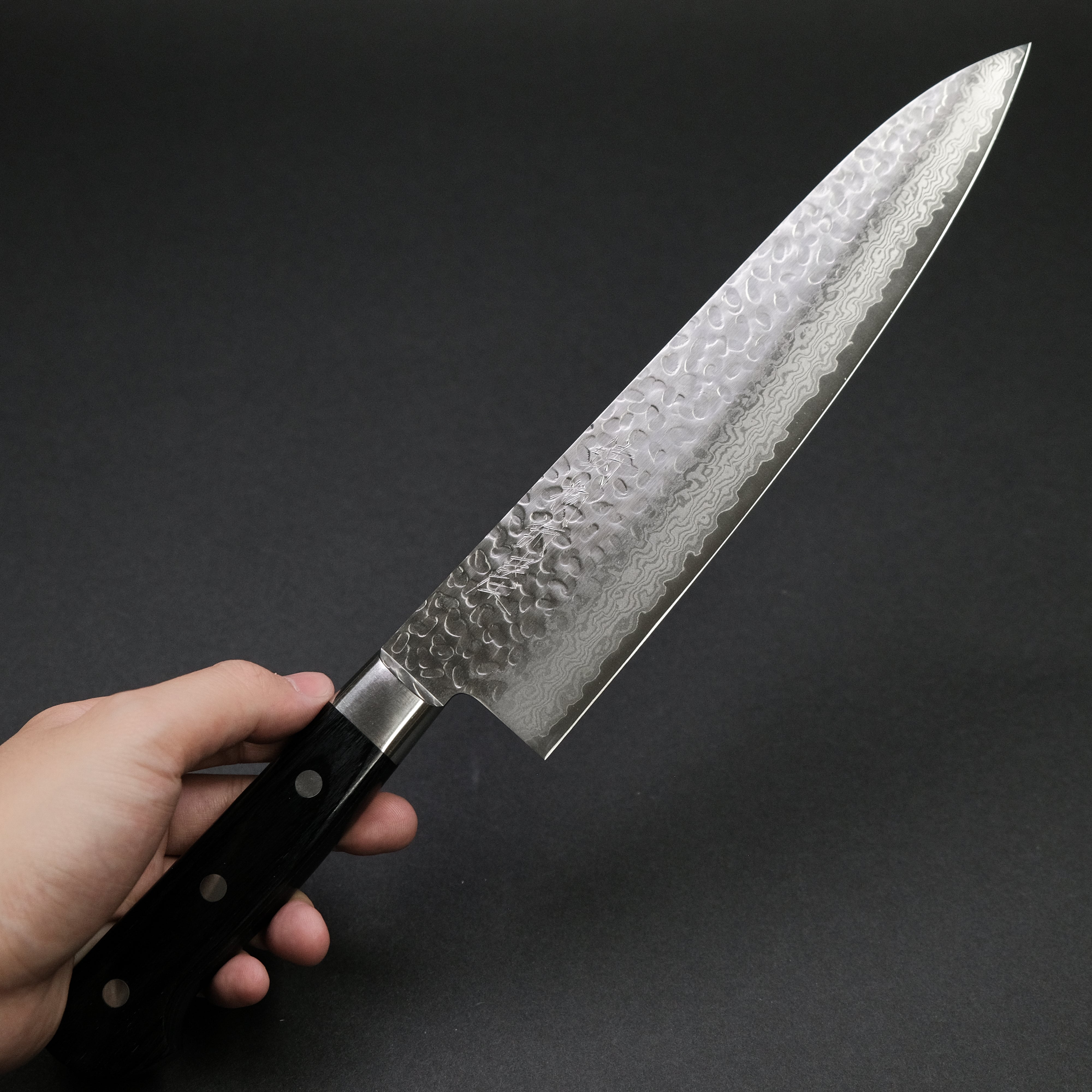 Hitohira Imojiya ST Tsuchime Damascus Gyuto 240mm Japanese Chef Knife with Pakka Wood Handle - Perfect for Sushi, Meat Cutting & Professional Kitchen Use