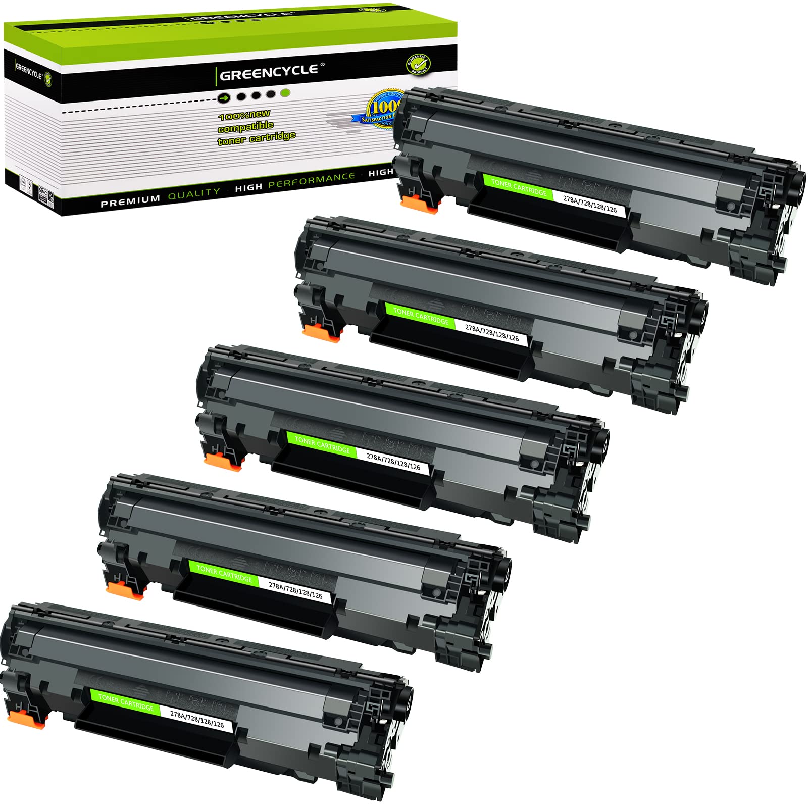 Greencycle 5-Pack Compatible Toner Cartridge Replacement for Canon 126 Black CRG126 3483B001 - Works with ImageClass LBP6200d, LBP6230dw, LBP6230dn Wireless Laser Printers - High-Quality Printing for Office Documents, Reports & Home Use