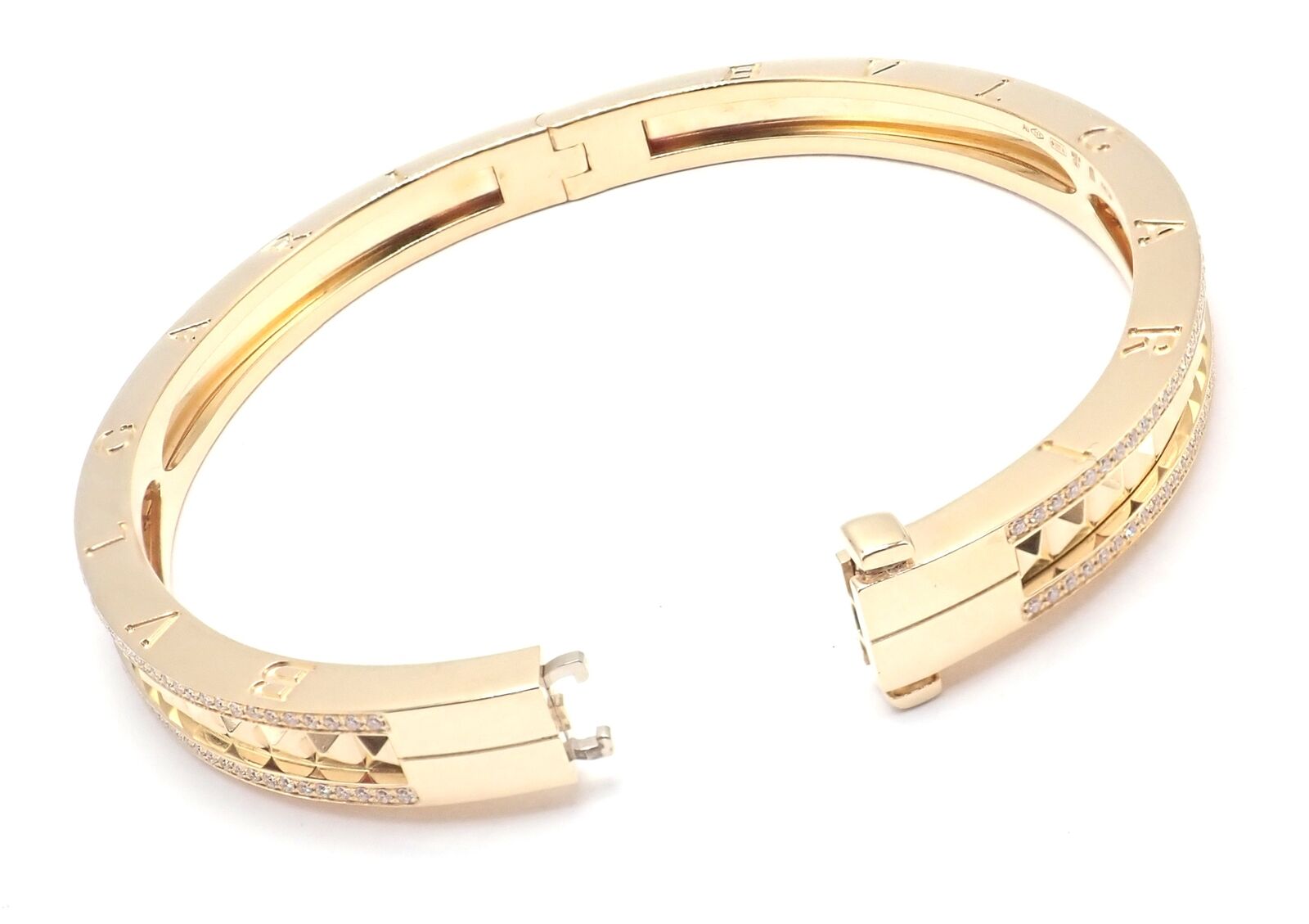 Authentic Bulgari B.Zero1 Rock 18K Yellow Gold Diamond Bangle Bracelet - Luxury Jewelry for Women, Perfect for Weddings, Anniversaries & Special Occasions