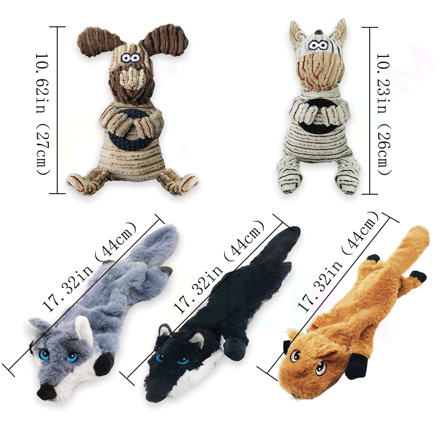 FULIM 5 Pack Squeaky Dog Toys - No Stuffing Plush & Crinkle Chew Toys for Small, Medium, Large Dogs - Interactive Play & Training for Puppies & Adult Dogs