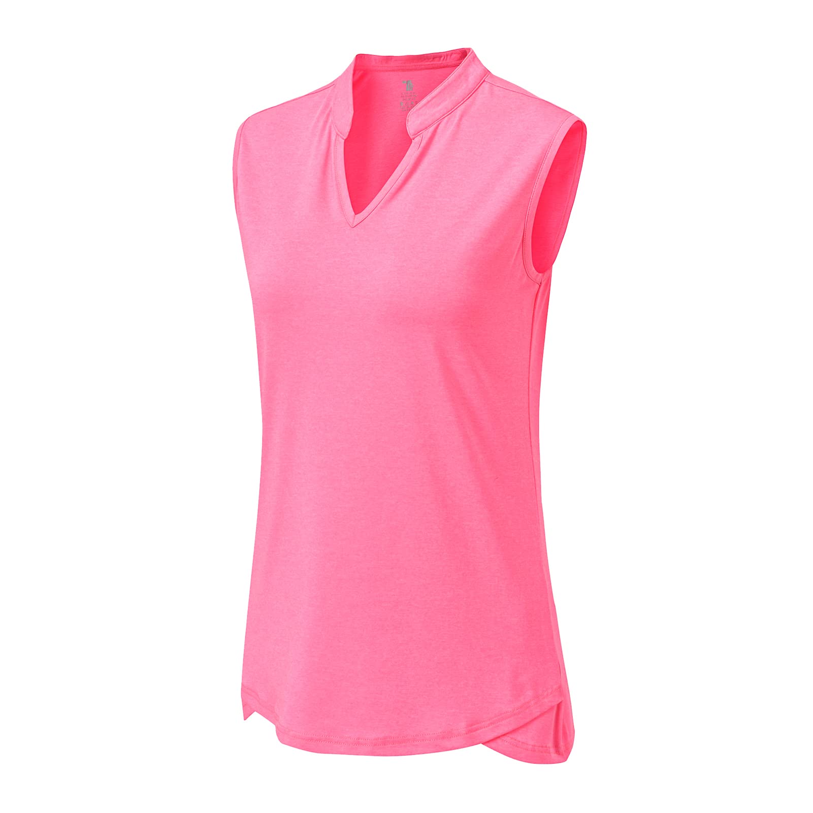 BASUDAM Women's Sleeveless Golf Polo Shirts - Breathable Quick Dry Athletic T-Shirt for Tennis, Running & Workouts - V-Neck Collarless Design for Comfort & Style