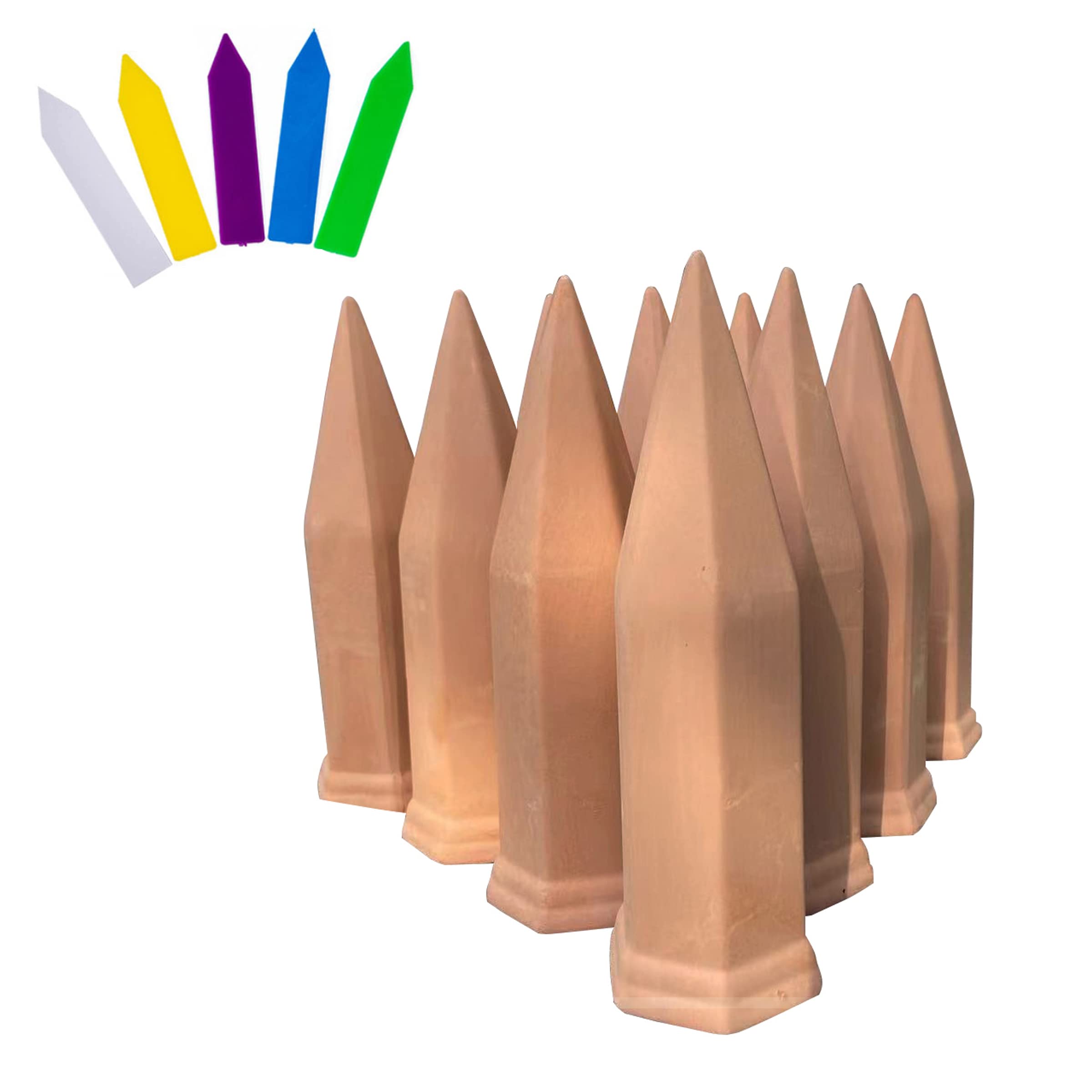 Automatic Plant Watering Device - Slow Release Clay Watering Spikes for Indoor & Outdoor Plants | Holiday Wine Bottle Drip Irrigation System | Perfect for Vacation Care, Potted Plants & Garden Use (10 Pack, Includes PVC Label & Free Gift)
