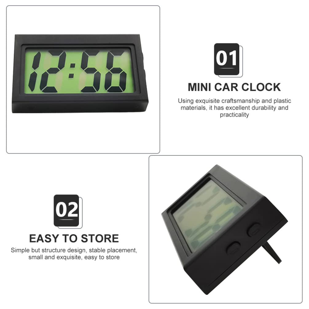 Hemobllo 3-Pack Digital Dashboard Clock - Mini Silent Car Timer with LED Display for Vehicles, Desks & Home Use | Compact Plastic Electronic Timer for Cars, Office & Kitchen Countdown