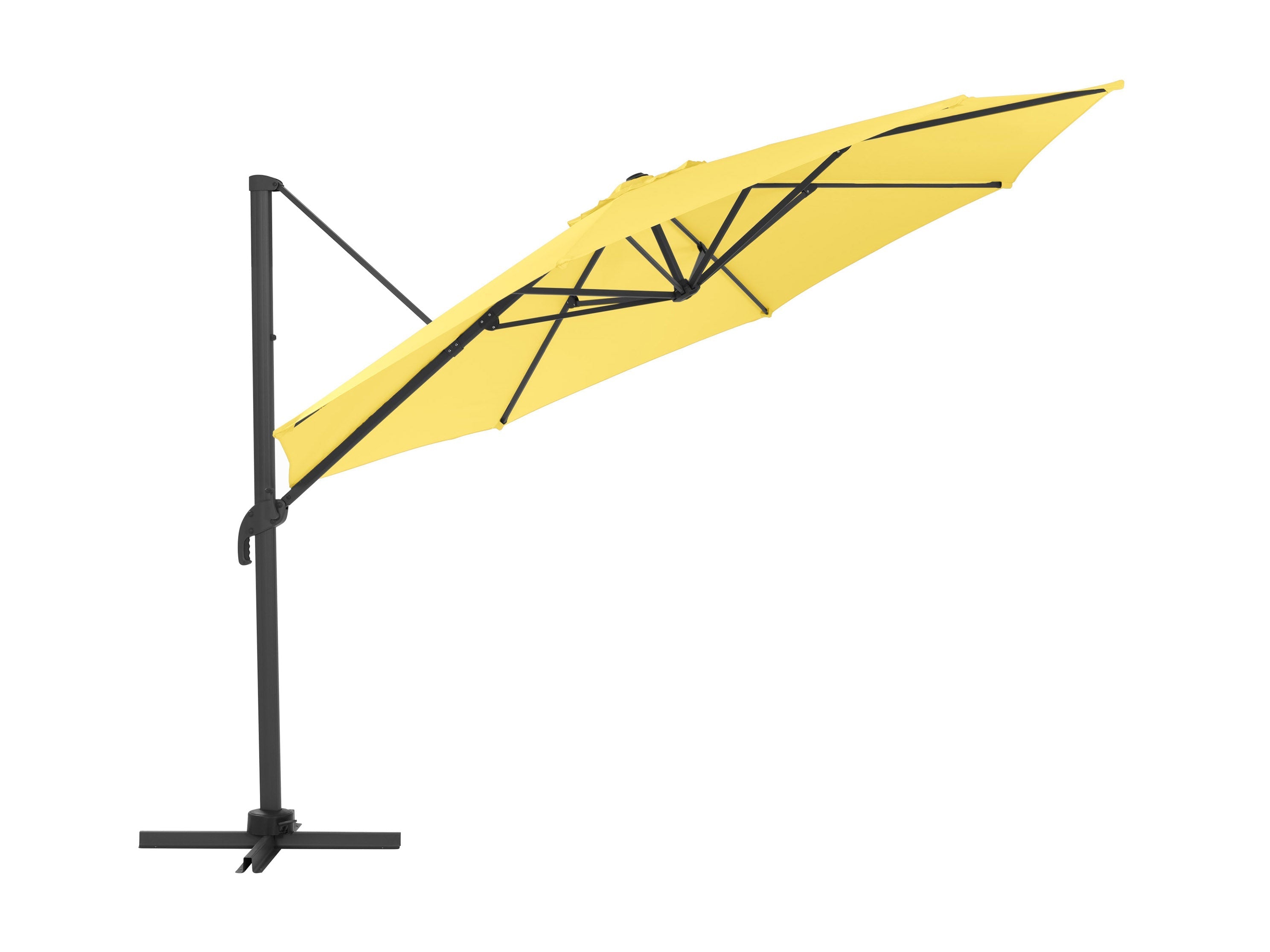 11.5ft Deluxe Offset Patio Umbrella - Yellow Outdoor Cantilever Sun Shade for Poolside, Garden, and Backyard Relaxation