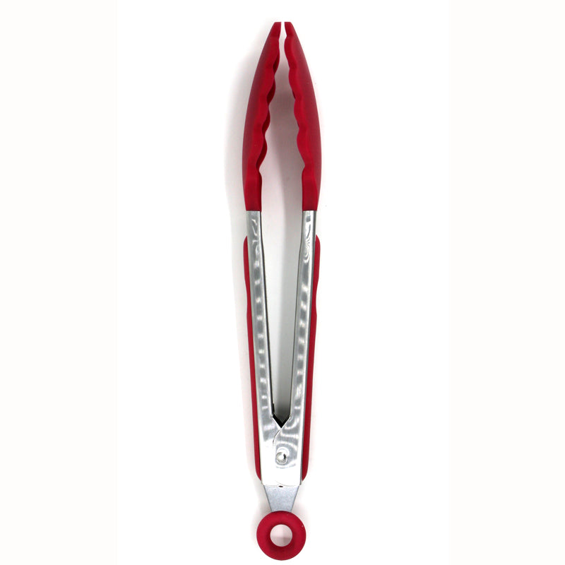 A La Tarte Silicone Kitchen Tongs 10.5 Inch Heat Resistant Non-Slip Cooking Utensil (Red) - Perfect for Grilling, Baking, and Serving Hot Dishes