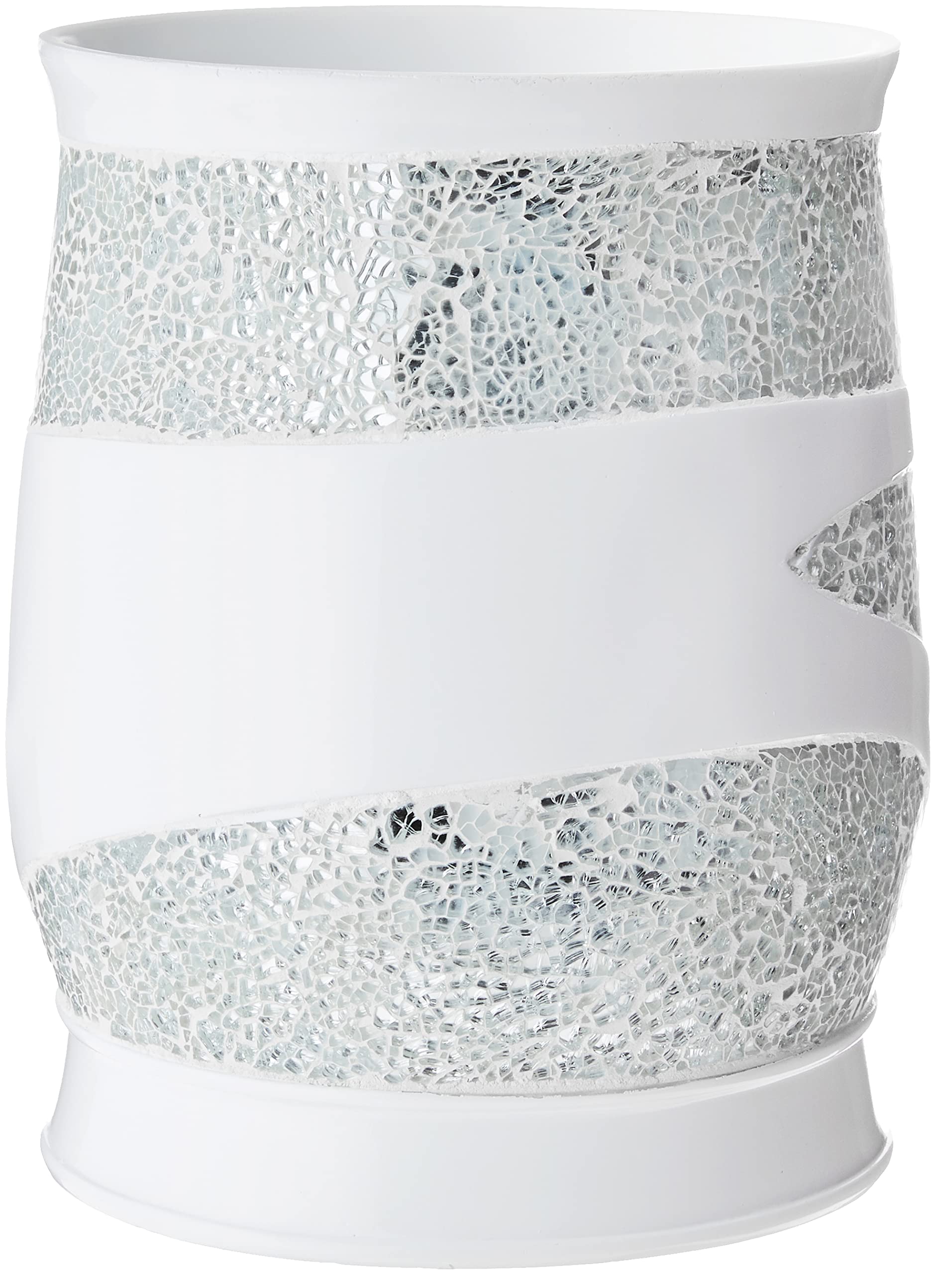 Modern Bath Waste Basket - Classic Contemporary Decorative Bathroom Trash Can with Beautiful Designs for Home Luxury Bath (White) | Perfect for Spa-Style Bathrooms, Hotel Decor & Upscale Home Bathroom Organization