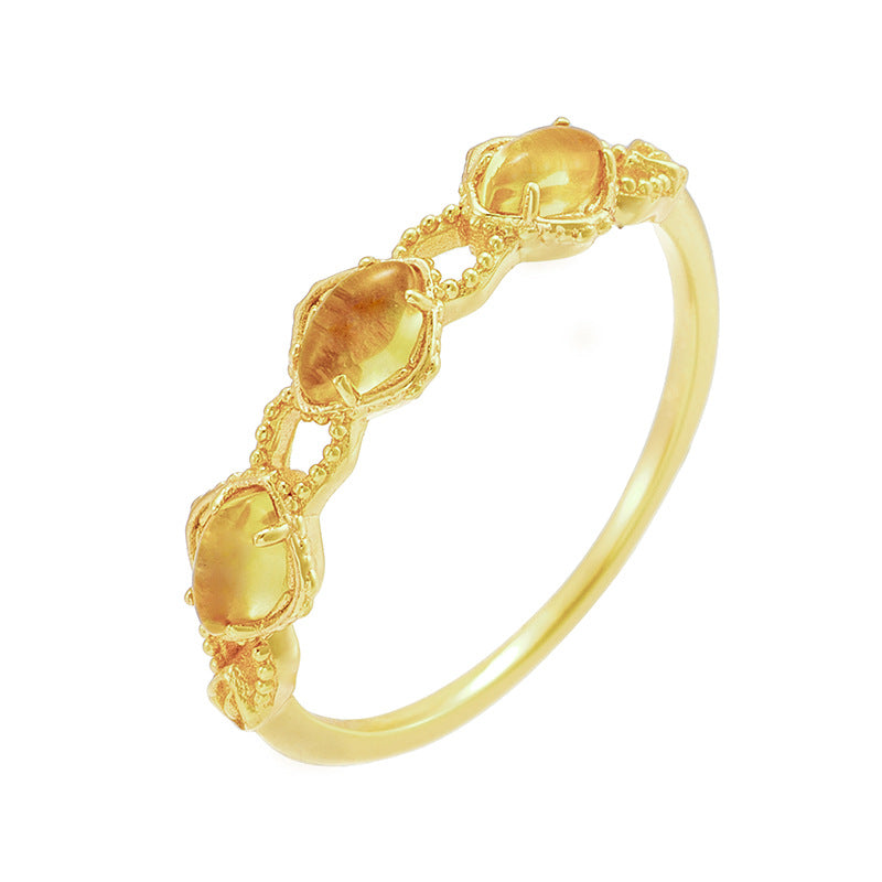 14K Gold Citrine Ring for Women - November Birthstone Jewelry, Yellow Gemstone Ring, Elegant Gift for Mom, Wife, or Girlfriend | Perfect for Birthdays, Anniversaries, and Special Occasions | TB2051