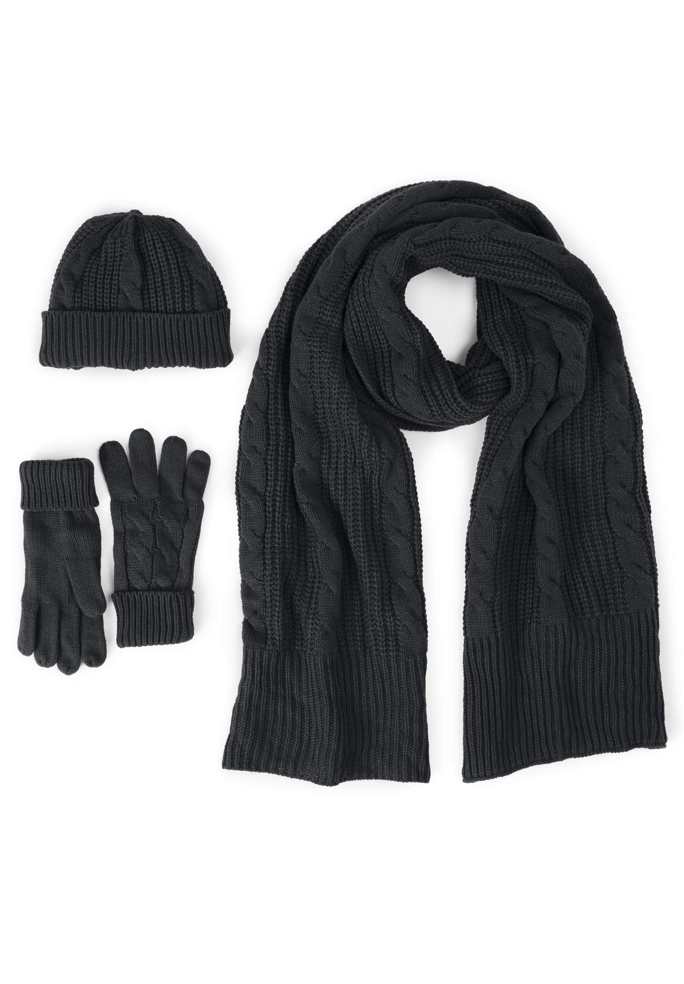 Roamans Women's Plus Size Cable Knit Beanie Hat - Soft Winter Warm Knitted Cap for Cold Weather, Outdoor Activities & Casual Fashion