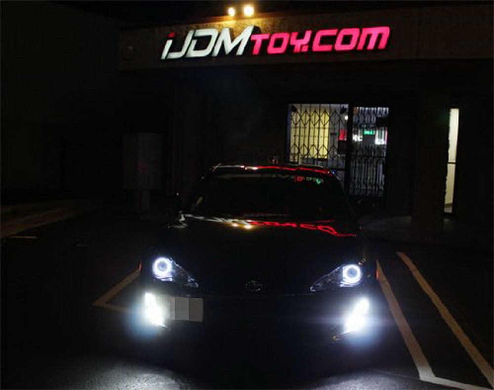 18W High Power 6 LED Fog Lights with Halo Rings - Compatible with Acura, Honda, Ford, Subaru - Durable Off-Road Lighting for Trucks, SUVs, Jeeps