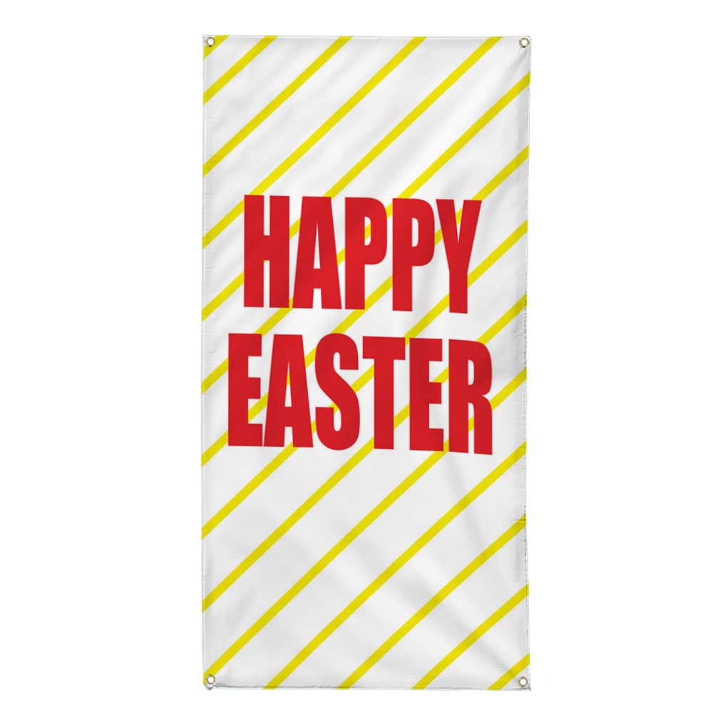 Happy Easter Spring Tulips Vertical Vinyl Banner - Weatherproof Outdoor Yard Sign with 10 Grommets (144x60 Inches) - Perfect for Holidays, Parties, and Seasonal Decorations