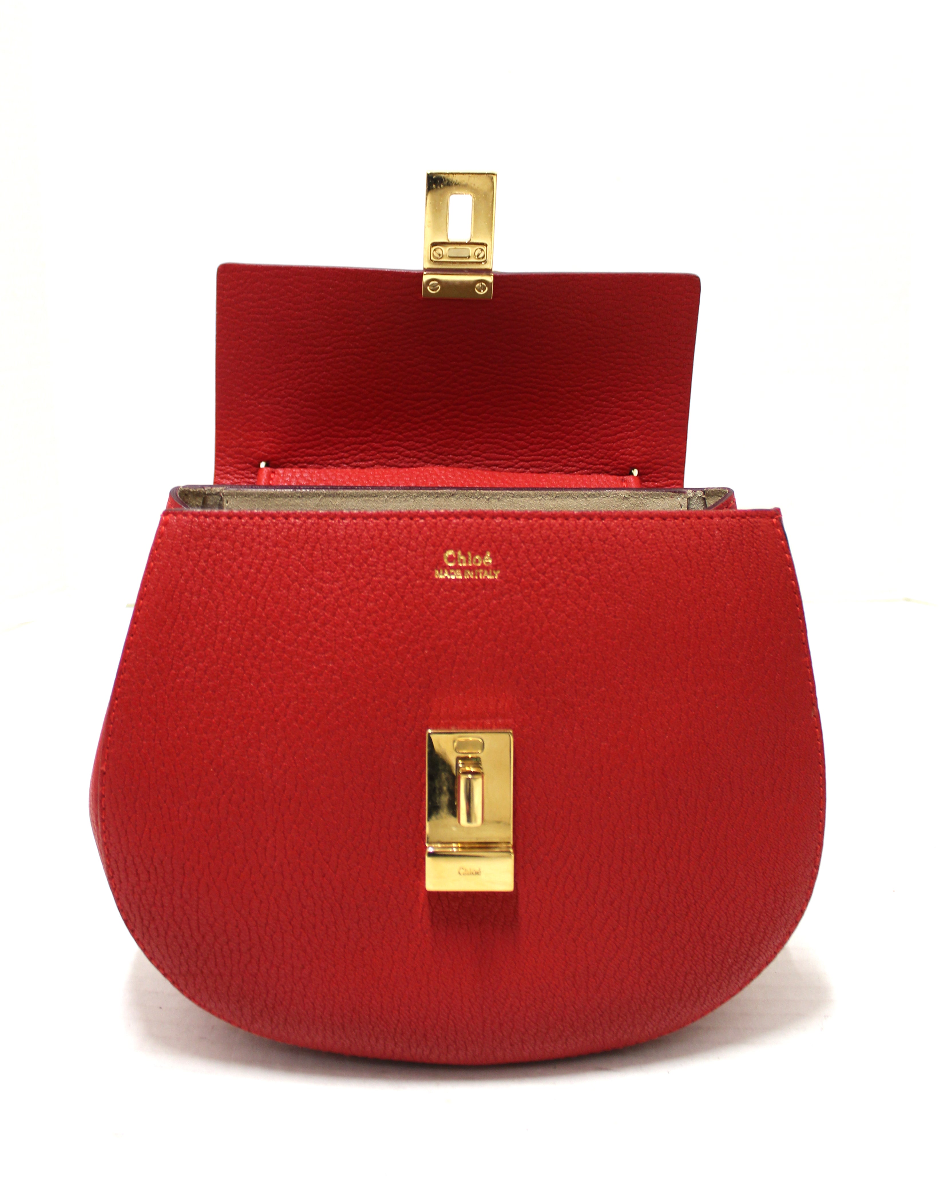 Authentic Chloe Drew Leather Shoulder Bag - Genuine Red Large Crossbody Purse for Women | Perfect for Work, Travel & Evening Events