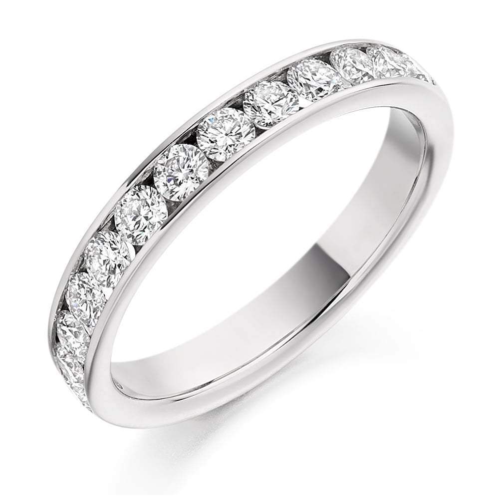 0.75ct Diamond Channel Set Half Eternity Ring for Women - Perfect for Anniversary, Engagement & Wedding Bands (14K White Gold)