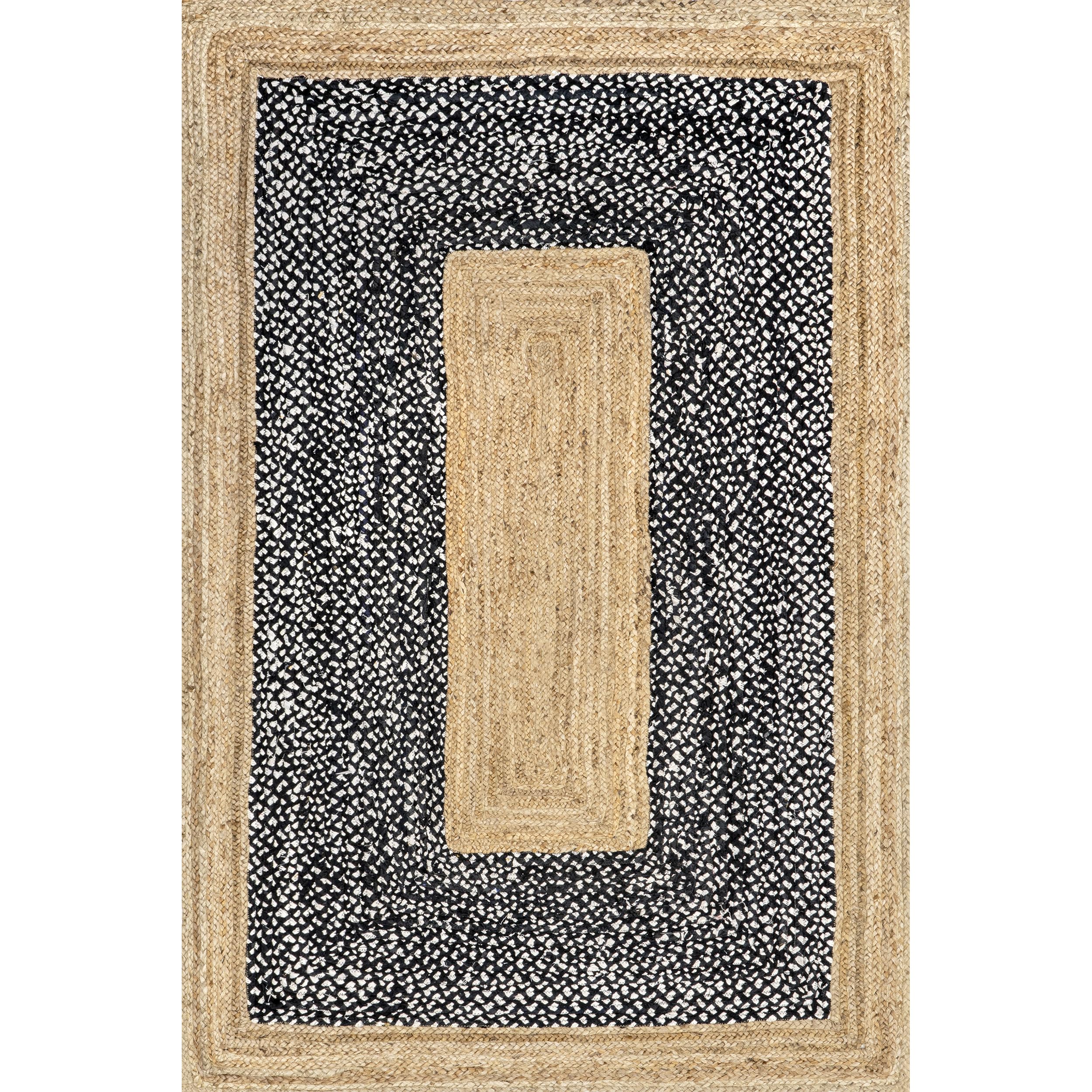 nuLOOM Lesha Natural Fiber Area Rug 8x10 Feet Black - Soft Handwoven Jute Rug for Living Room, Bedroom & Home Decor