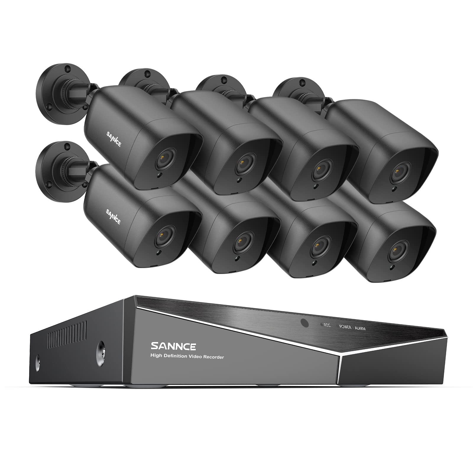 SANNCE 8CH 1080P Security Camera System with H.264+ DVR & 8 Weatherproof Outdoor CCTV Cameras - 100ft Night Vision, Remote Access, Smart Playback (No HDD) | Home & Business Surveillance for Indoor/Outdoor Use