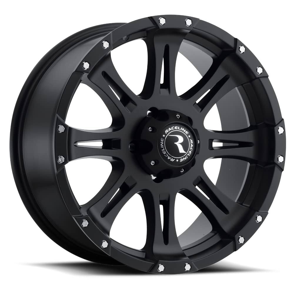 Raceline 981 Raptor 17x9 Black Aluminum Wheels - 5x127 Bolt Pattern, 0mm Offset, 8-Spoke Design - Full Size Replacement Rims for Passenger Cars | Perfect for Off-Roading, Truck Upgrades & Custom Car Builds