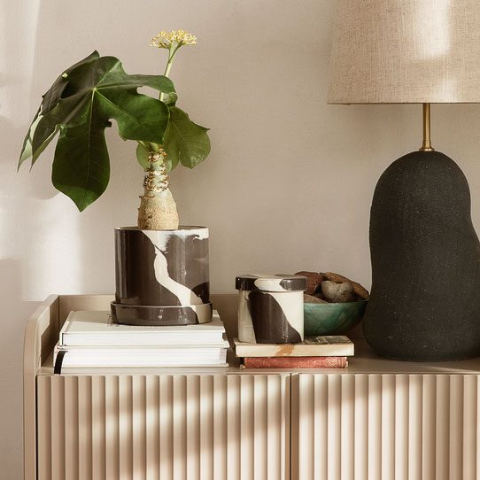 FERM LIVING Sill Cupboard Cabinet Low in Cashmere - Modern Scandinavian Storage Solution for Living Room, Bedroom & Entryway