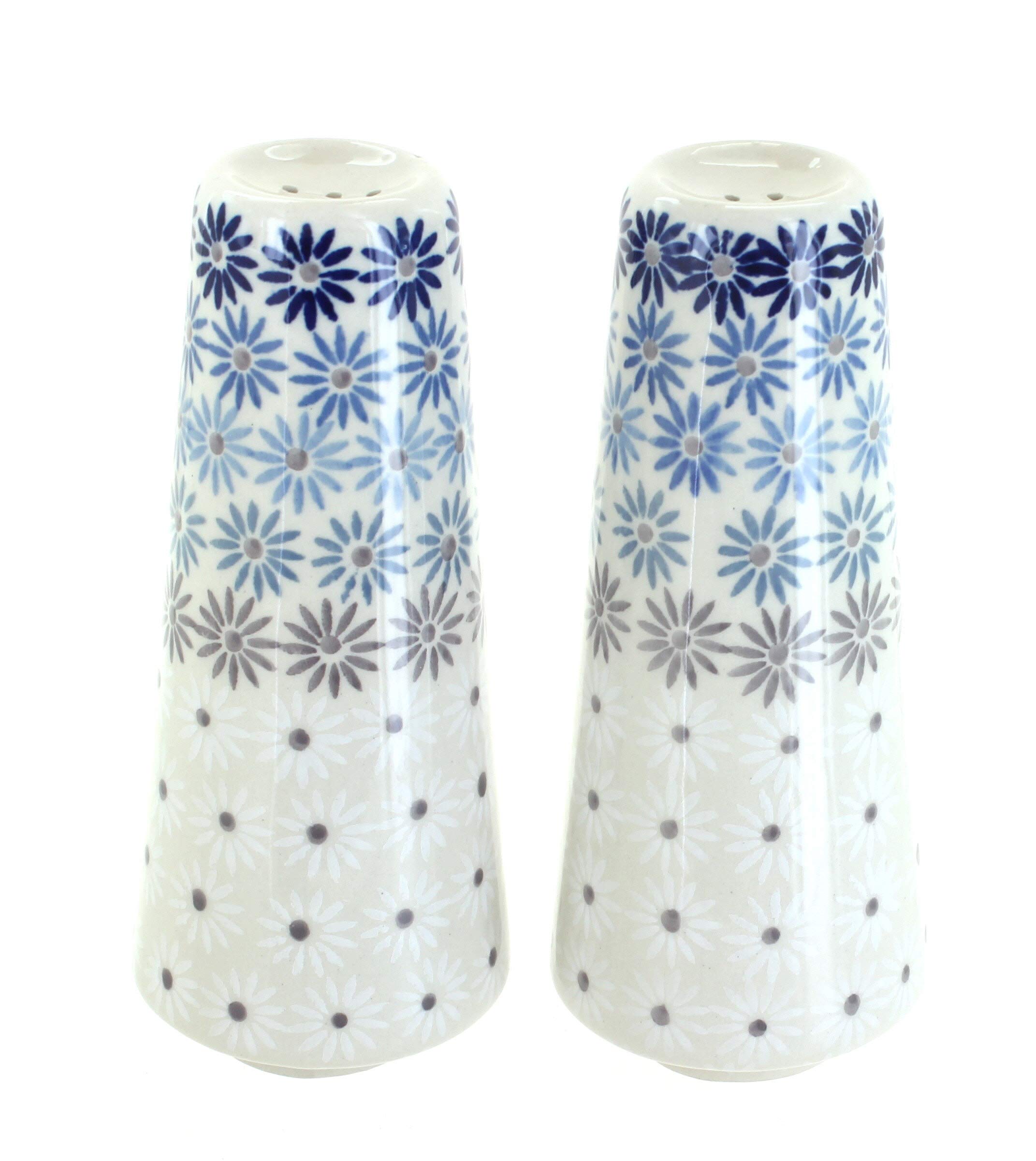 Blue Rose Polish Pottery Harmony Salt & Pepper Shakers Set - Handmade Ceramic Spice Shakers for Kitchen, Dining Table & Gift Giving - Vintage Style Home Decor