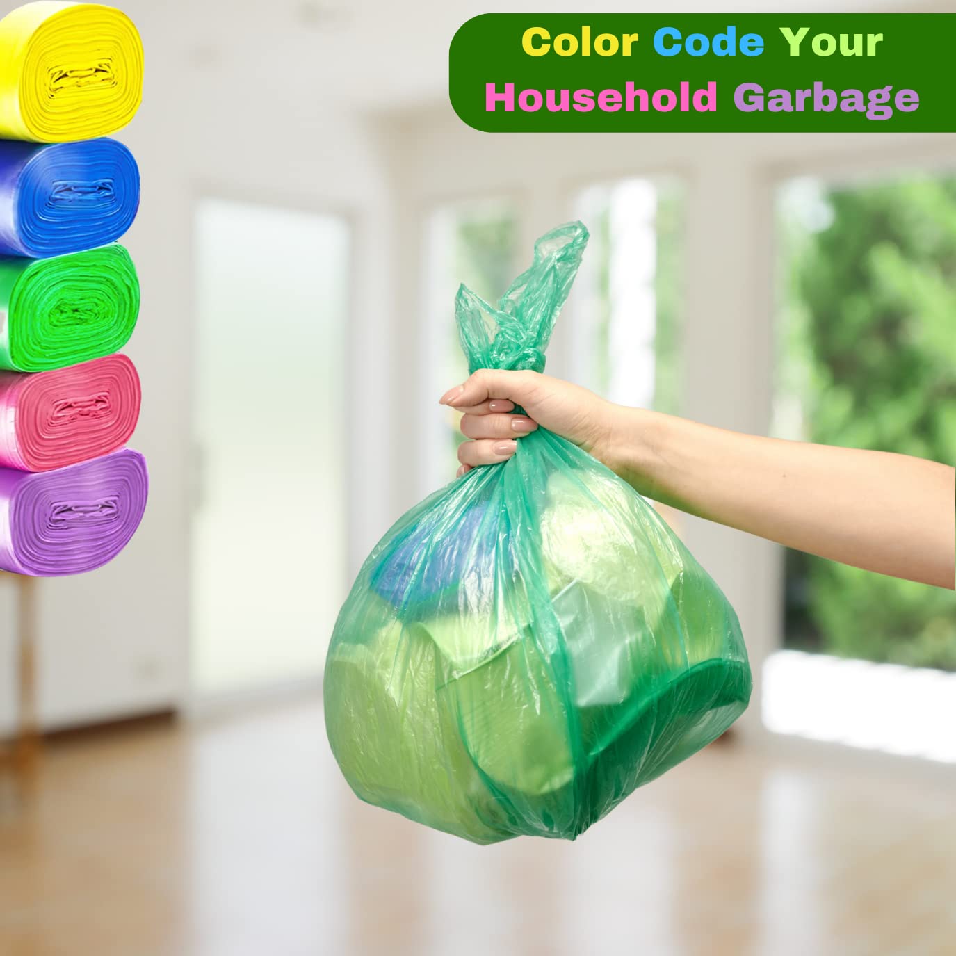 4 Gallon Trash Bags - 200 Count Small Garbage Bags for Bathroom, Office, Kitchen & Home Use | 5 Color Can Liners | Perfect for Waste Bins, Diaper Pails & Small Trash Cans